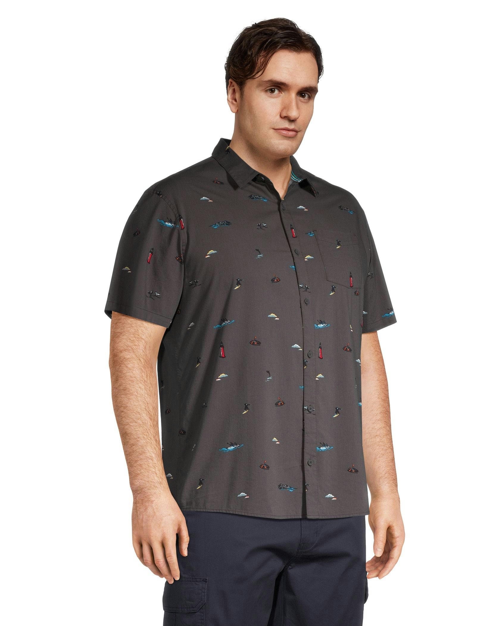 FarWest Men's AOP Modern Fit Stretch Shirt