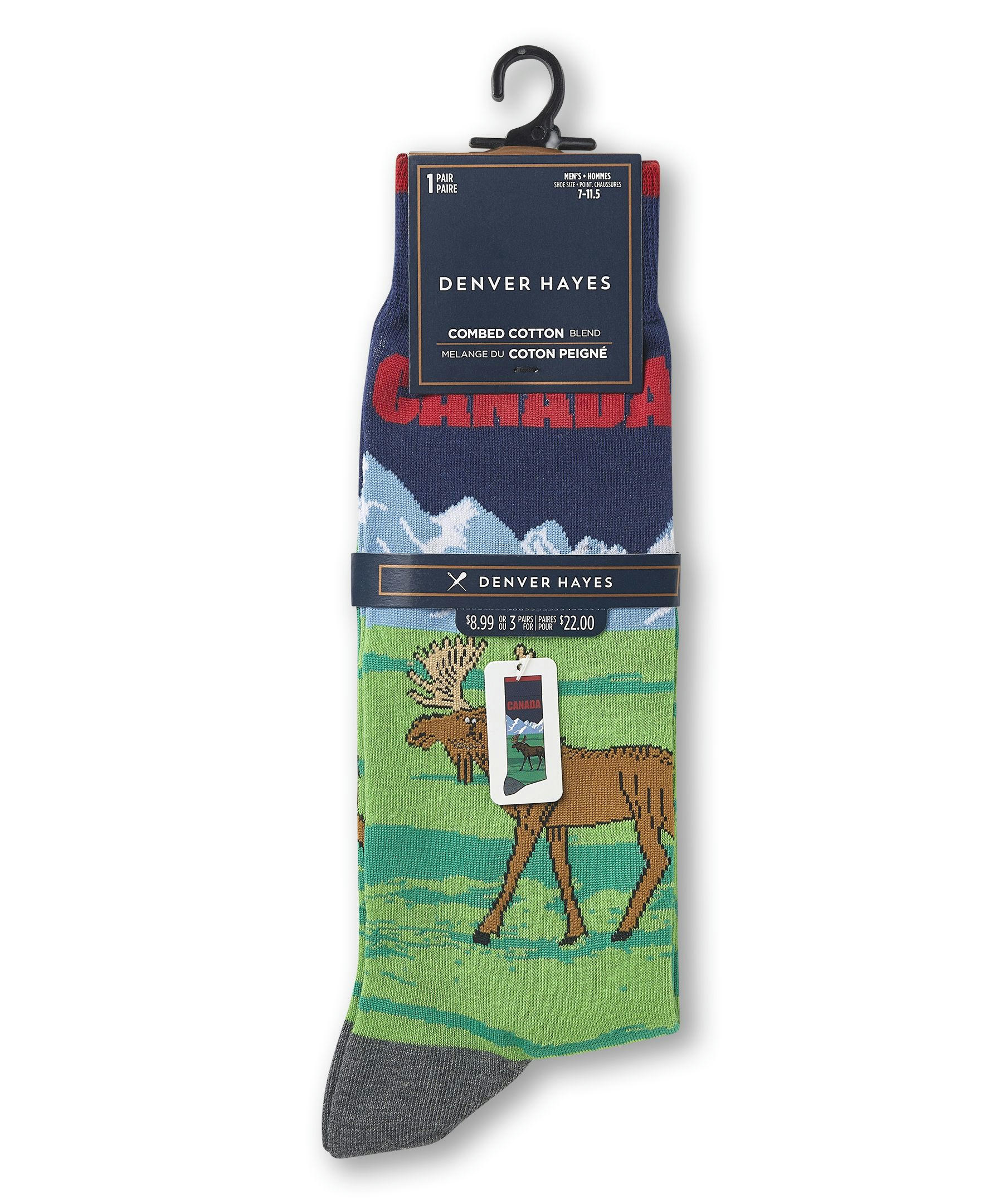 Denver Hayes Men's FRESHTECH® Novelty Canadiana Pattern Casual Crew Socks