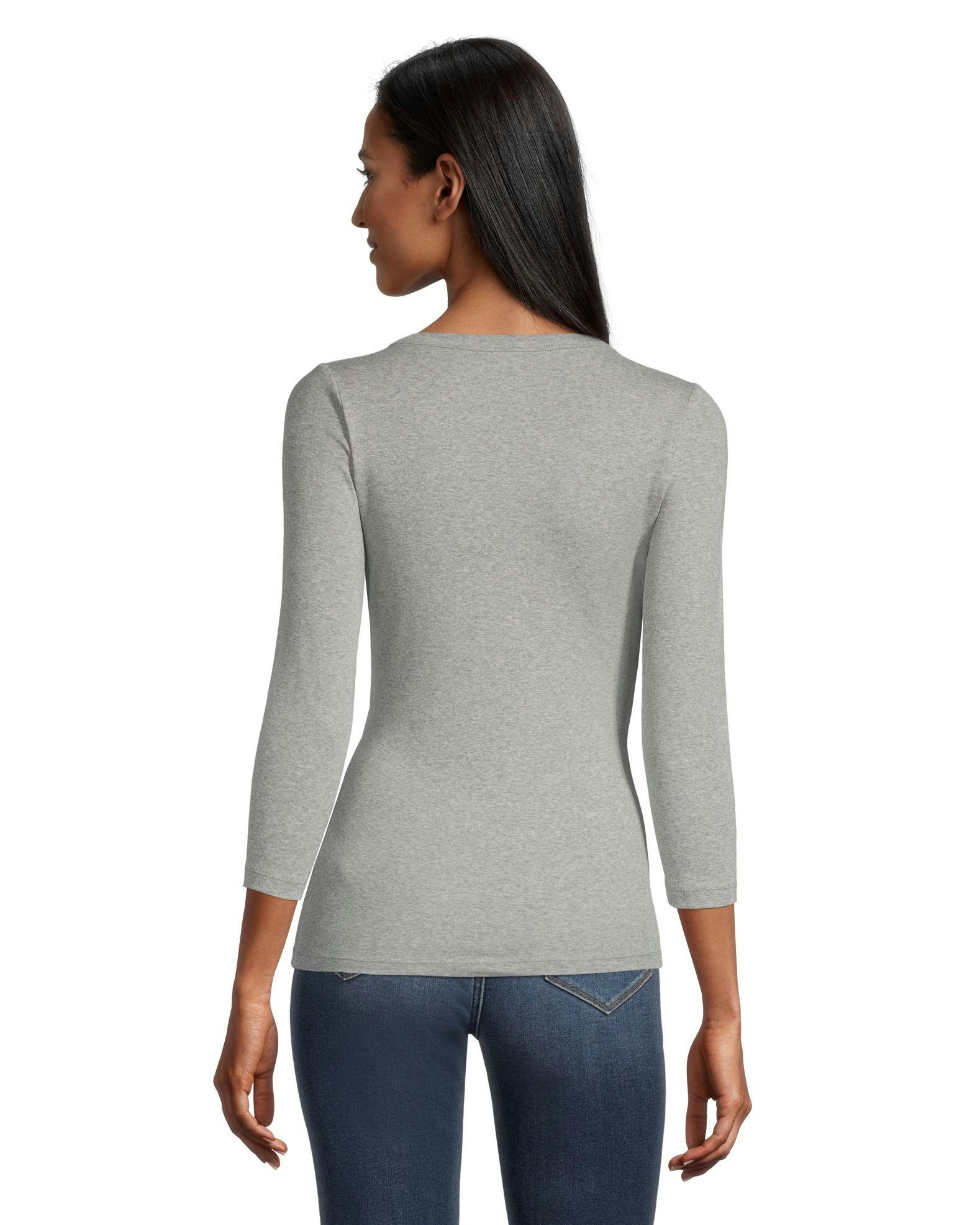 Women's Three-Quarter Sleeve Fitted Henley T Shirt