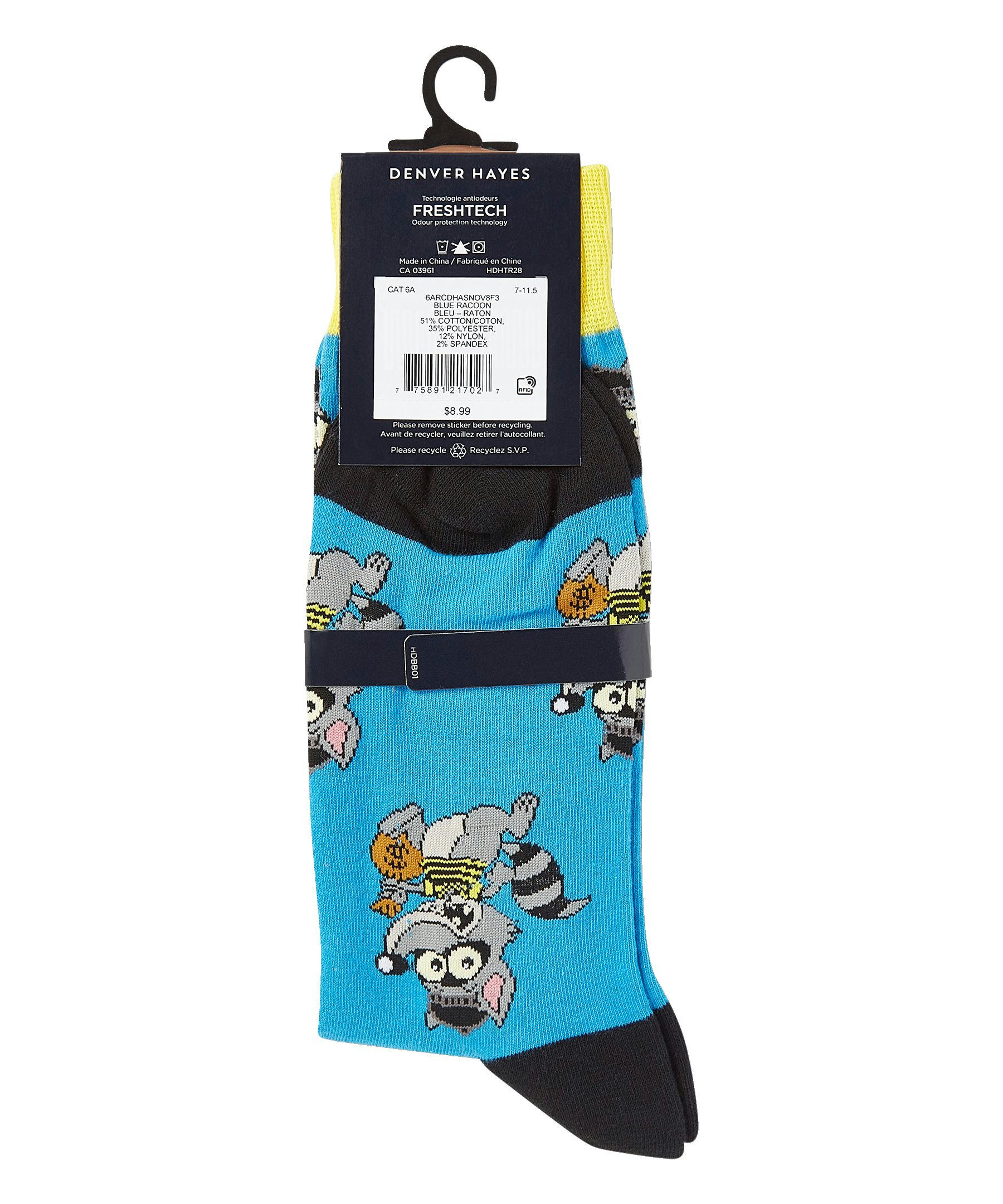 Denver Hayes Men's Novelty Pattern Crew Socks