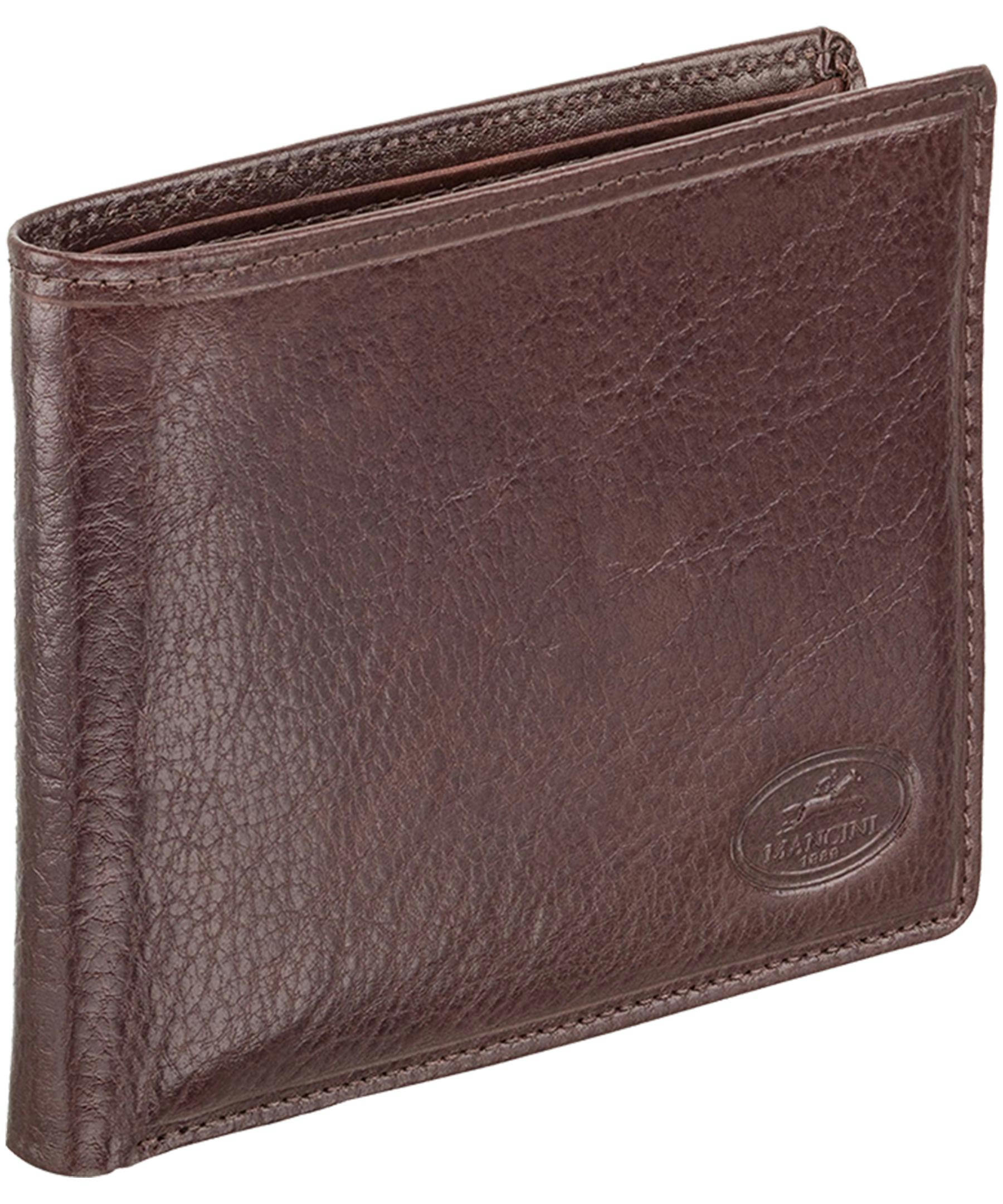 Mancini Leather Goods Men's Equestrian RFID Secure Billfold with Removable Passcase Brown