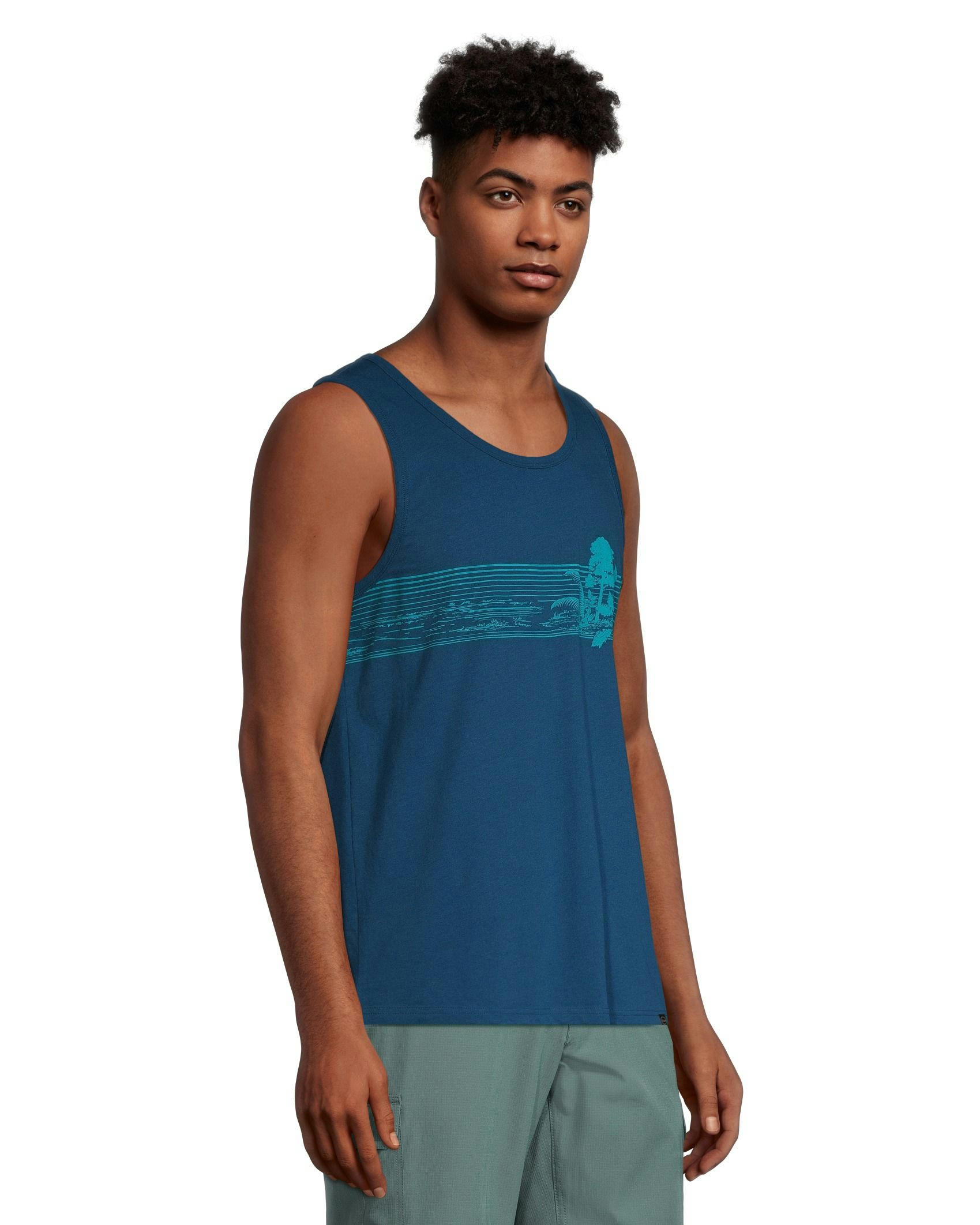 FarWest Men's Graphic Palm Tank Top