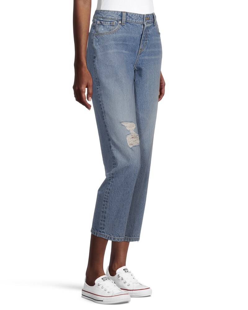 Denver Hayes Women's Curvy Mid Rise Straight Leg Crop Jeans