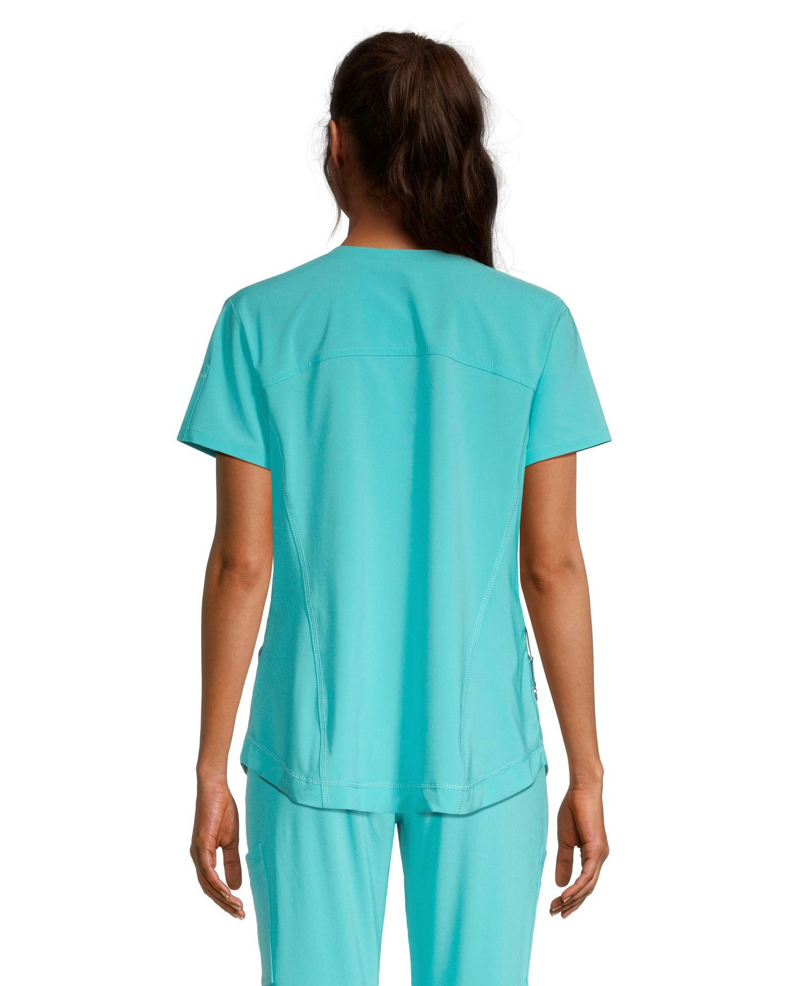 Scrubletics Women's V-Neck Curved Hem Scrub Top