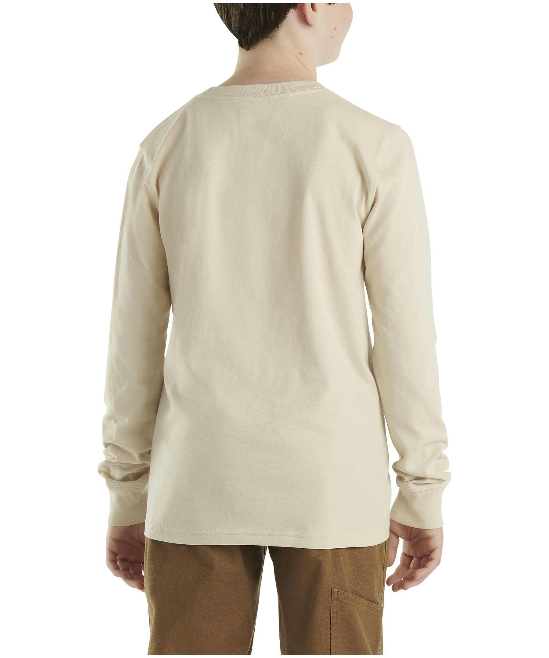Carhartt Youth Boy's Long Sleeve Logo Pocket Crewneck T Shirt