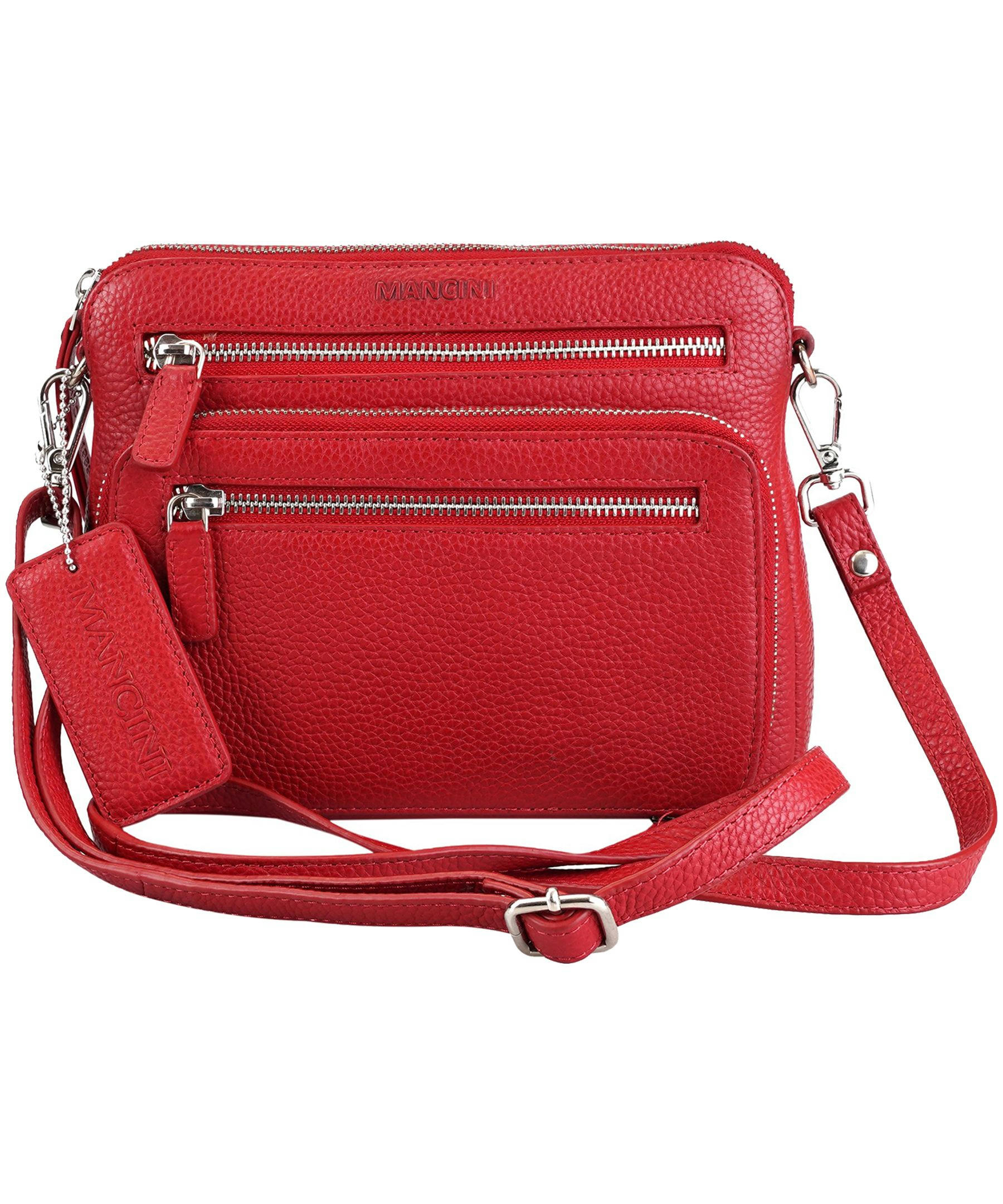 Mancini Leather Goods Women's Pebelled Valerie Small Crossbody Bag