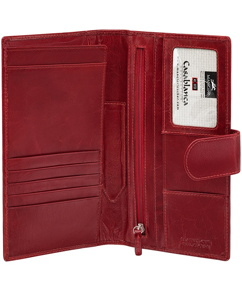 Mancini Leather Goods Unisex Casablanca RFID Secure Passport and Travel Organizer Brown