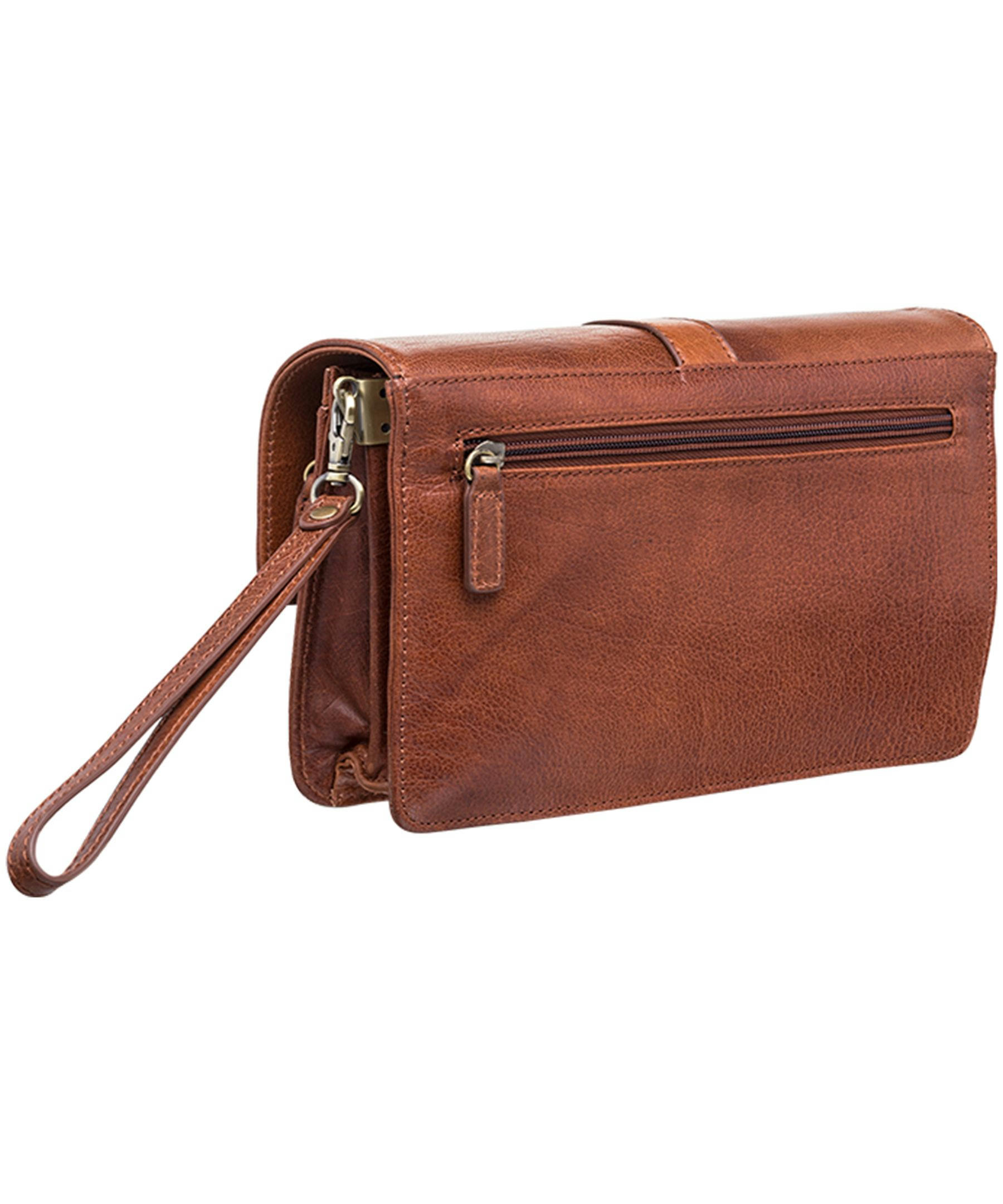 Mancini Leather Goods Unisex Arizona Classic Bag with Removable Straps Cognac