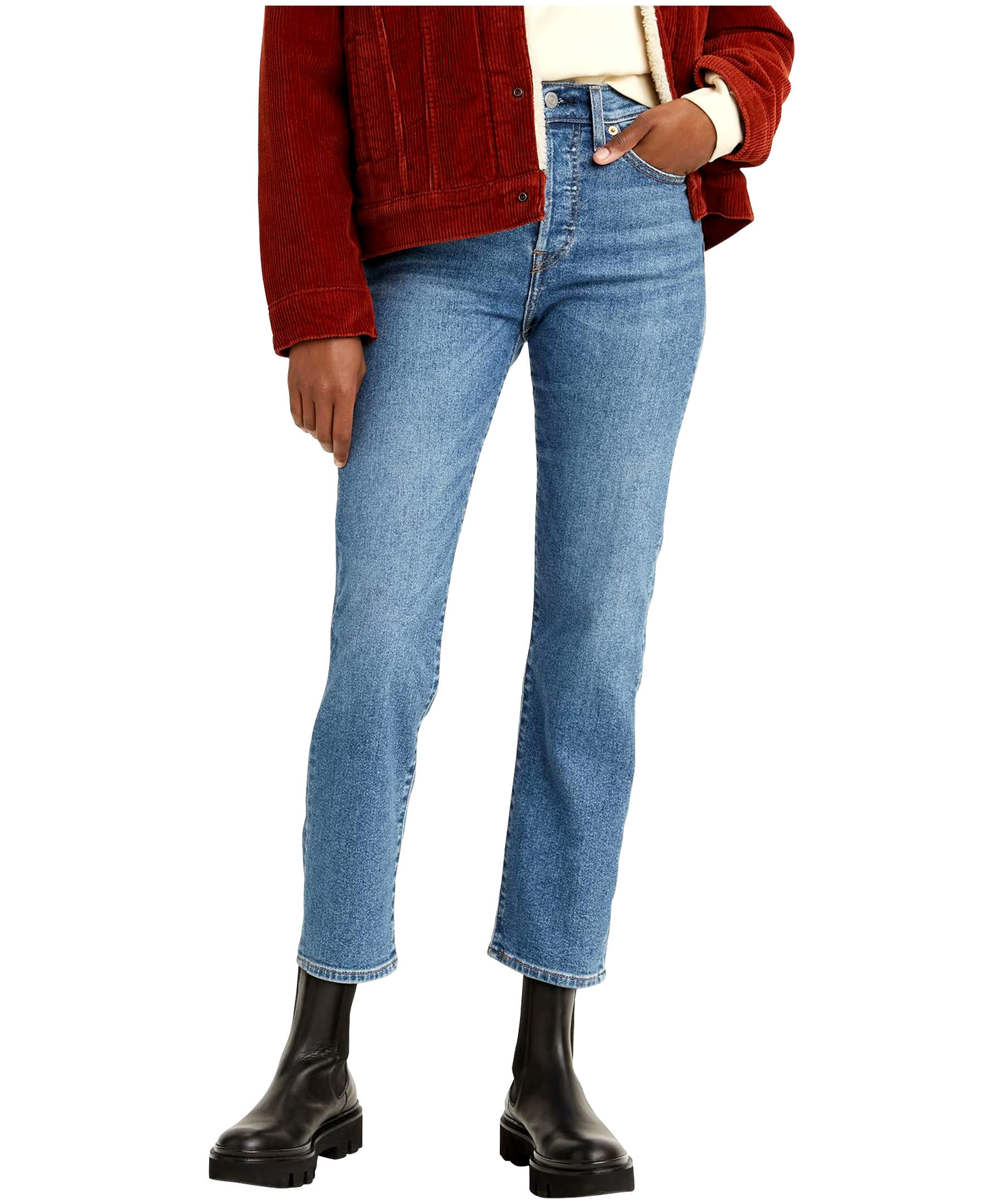 Levi's Women's Wedgie High Rise Straight Jeans Love In The Mist - Medium Stone Wash