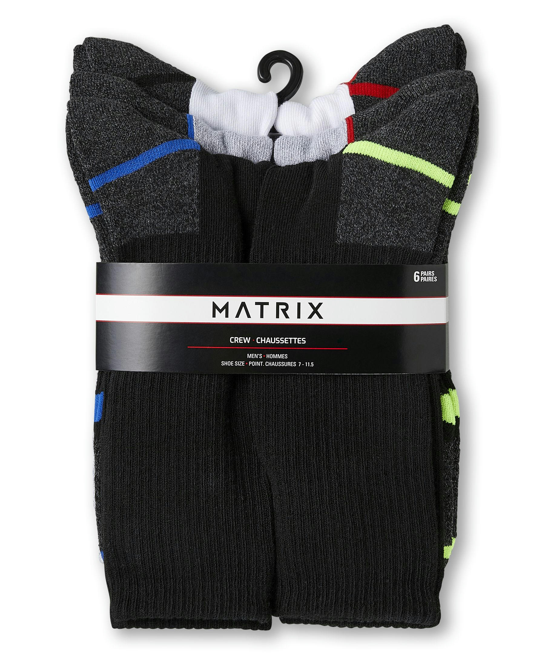 Matrix Men's 6 Pack Crew Sport Socks