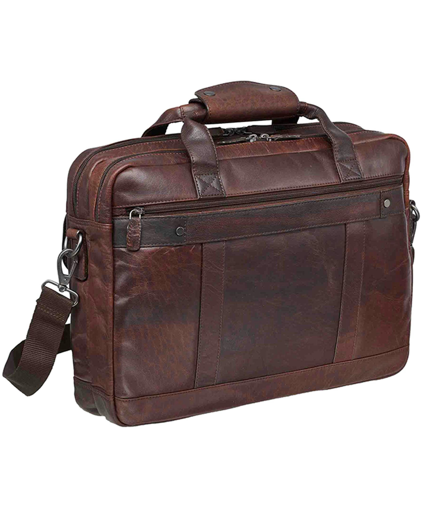 Mancini Leather Goods Men's Buffalo Laptop Briefcase Black