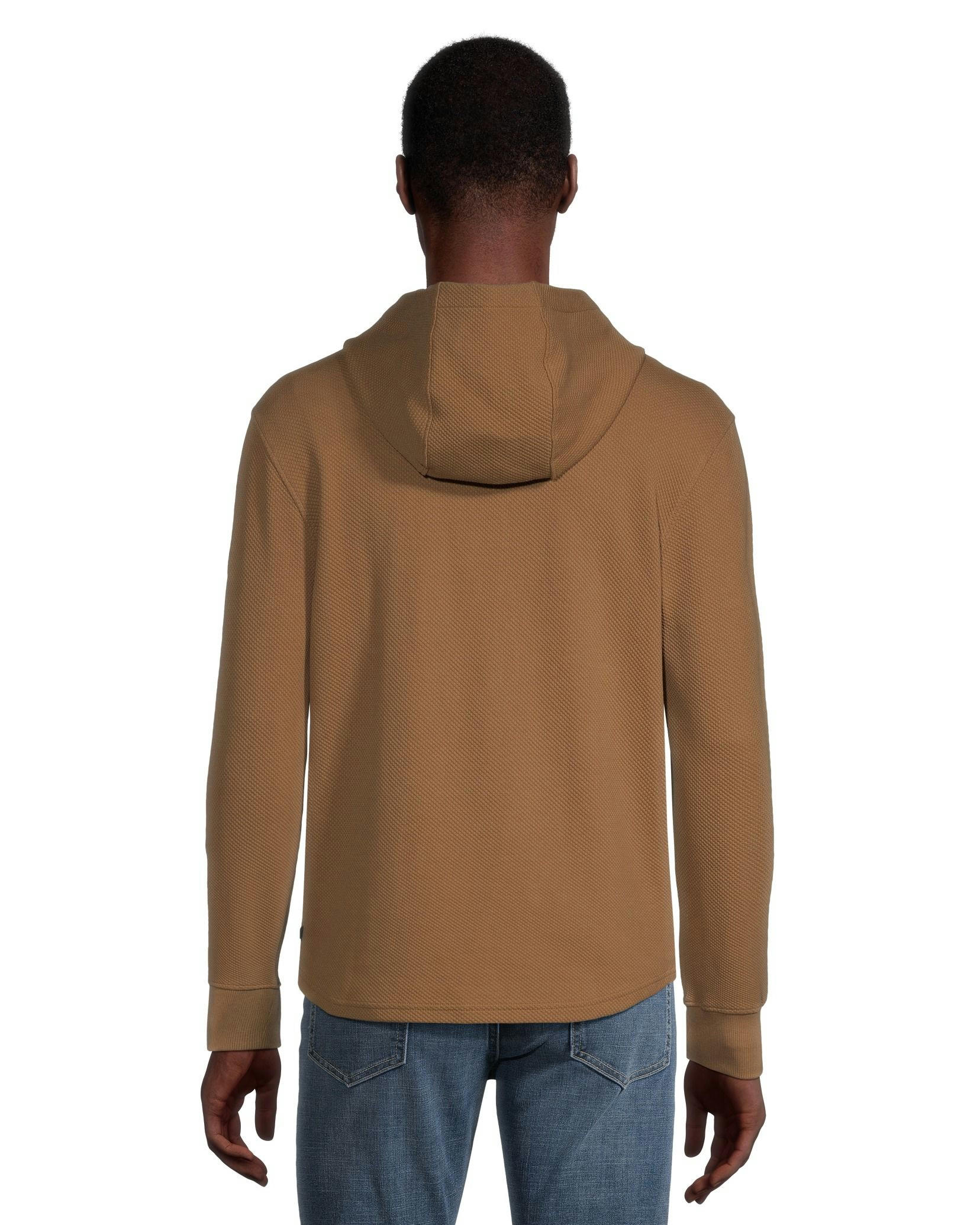 Denver Hayes Men's Long Sleeve Texture Knit Hooded Popover Henley