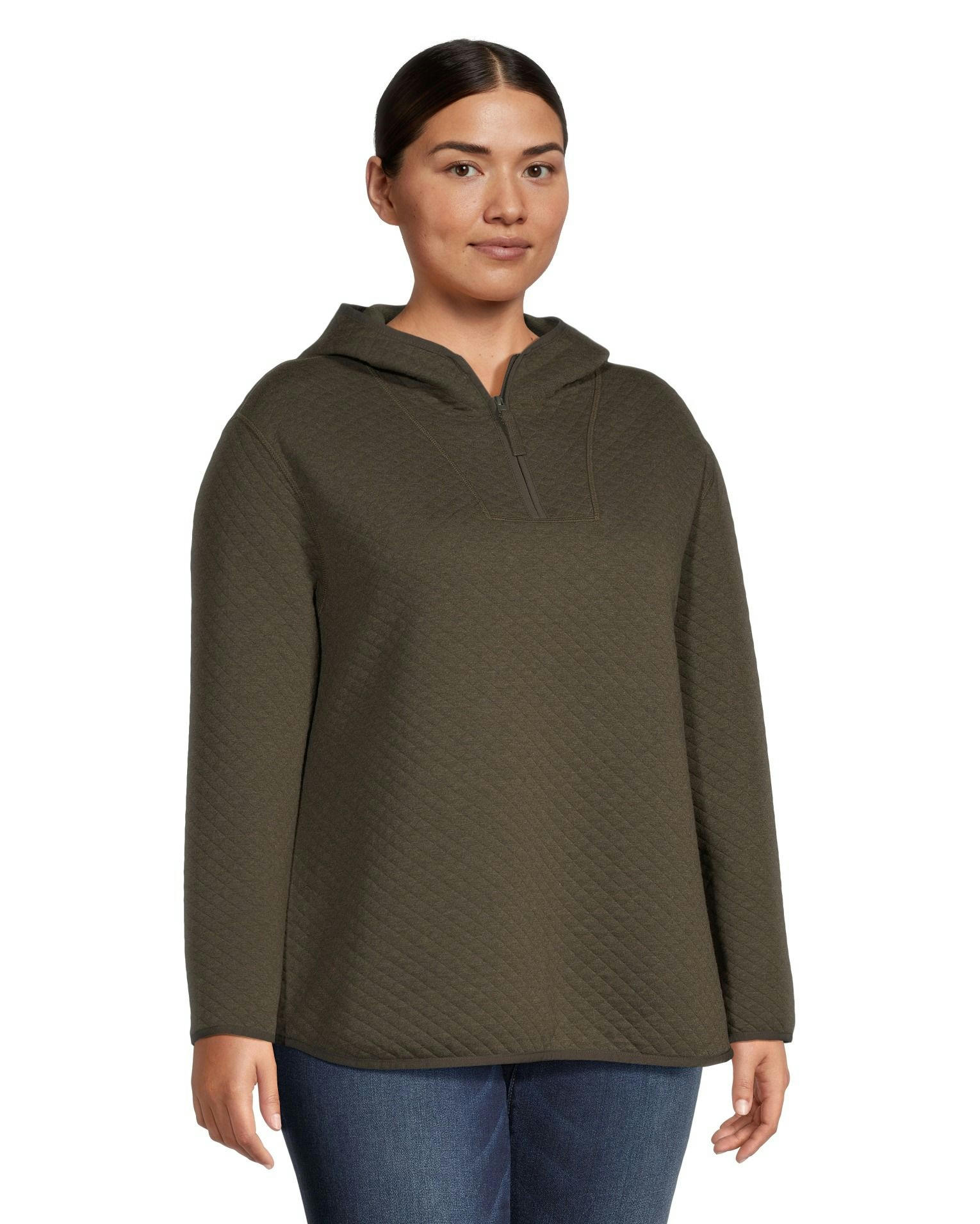WindRiver Women's Quilted Long Sleeve 1/4 Zip Hooded Pullover