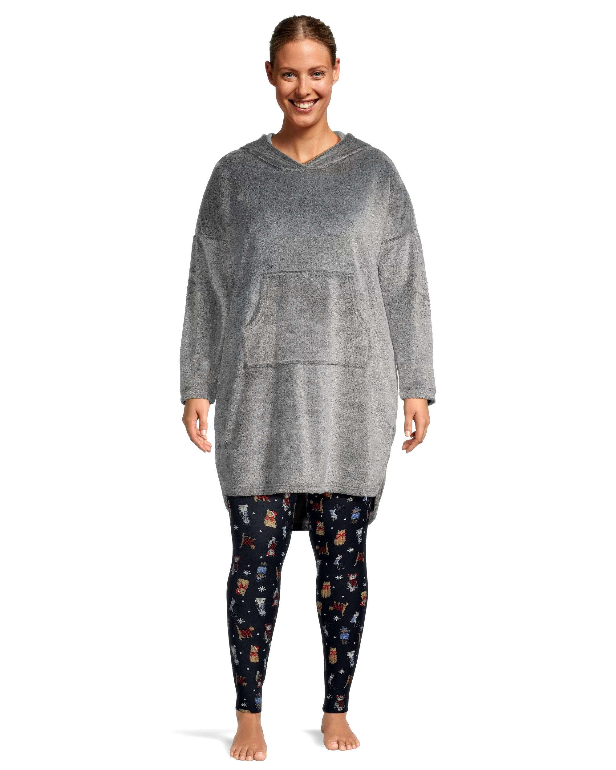 Denver Hayes Women's Plush Velour Hooded Night Shirt