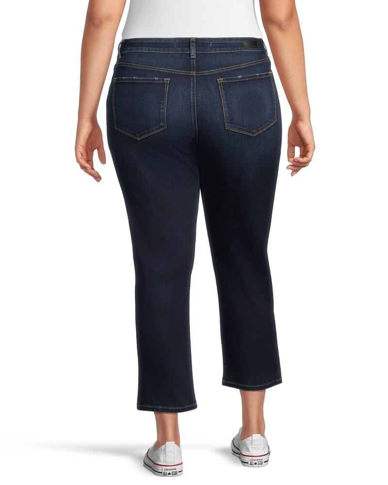 Denver Hayes Women's Curvy Fit Mid Rise Straight Leg Crop Jeans