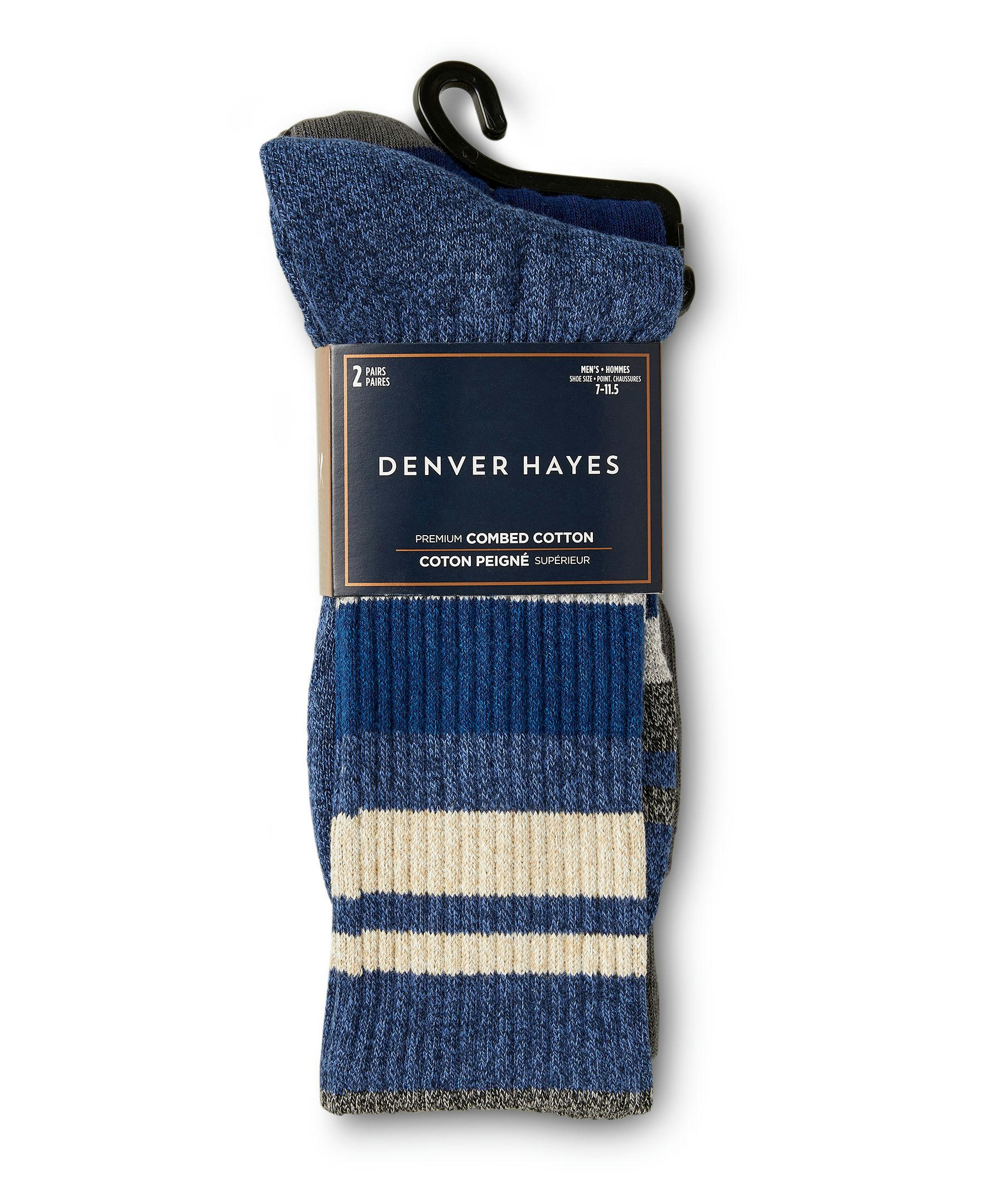 Denver Hayes Men's 2 Pack Casual Crew Socks