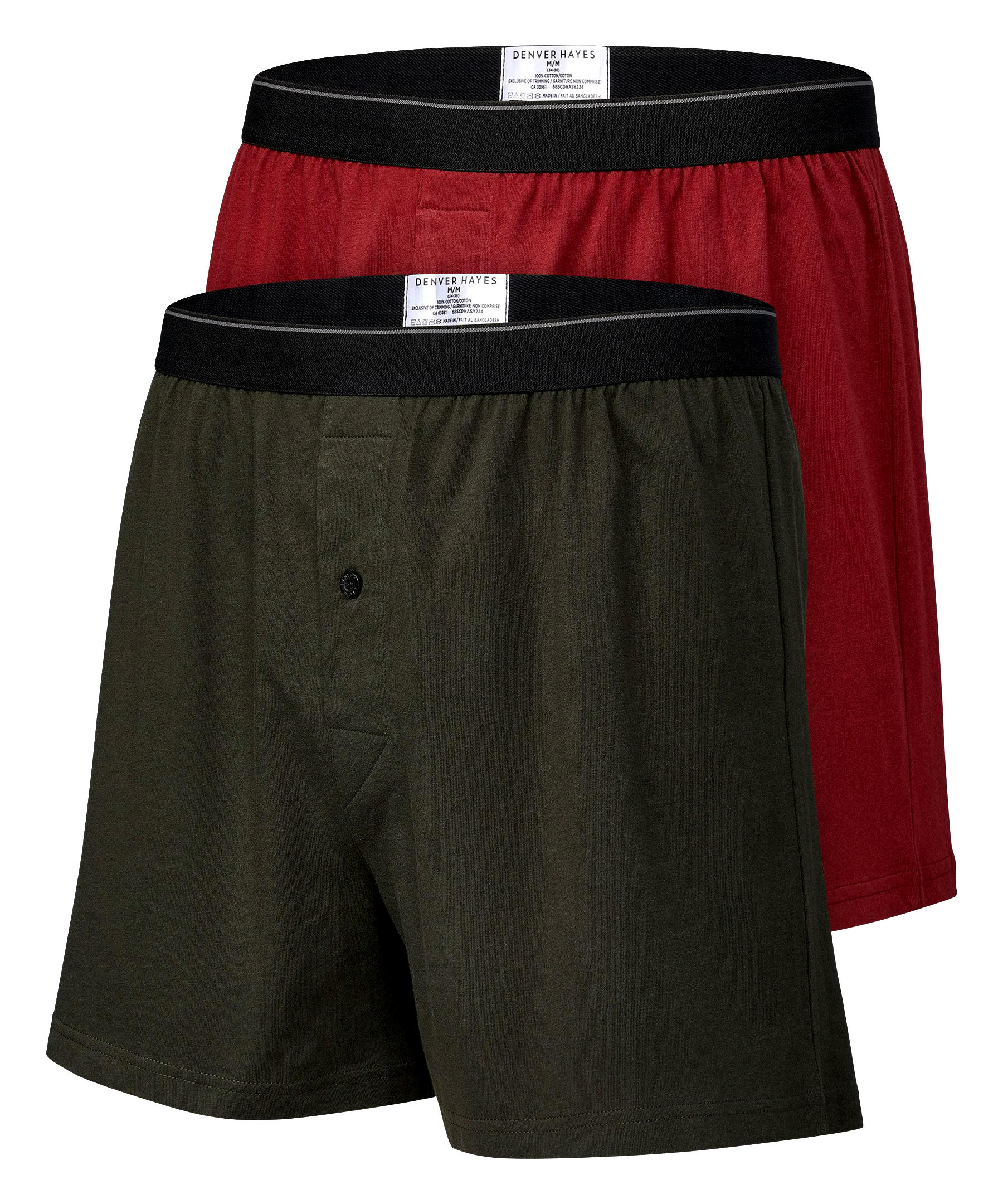 Denver Hayes Men's 2 Pack Yarn Dye Loose Fit Boxer Briefs