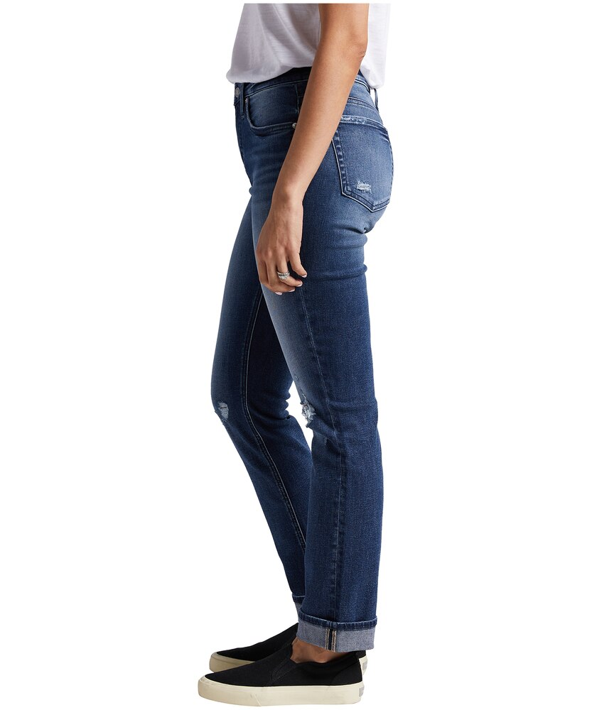 Silver Women's Beau High Rise Slim Leg Jeans with Destruction