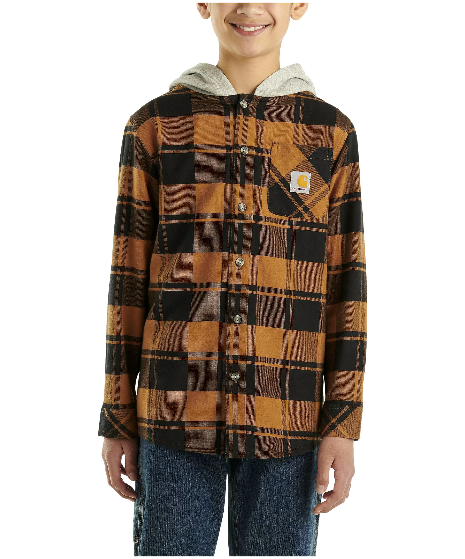 Carhartt Youth Boy's Long Sleeve Hooded Flannel Shirt