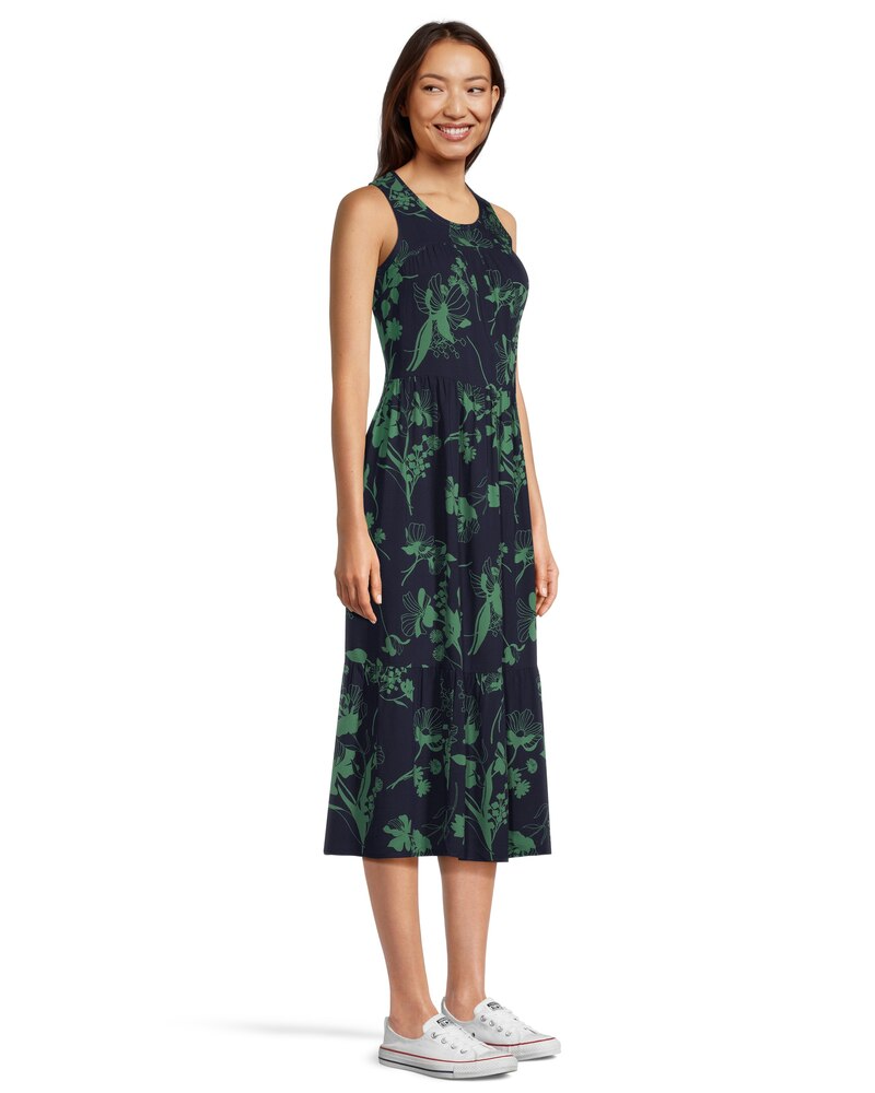 Women's Sleeveless Scoop Neck Tiered Midi Dress