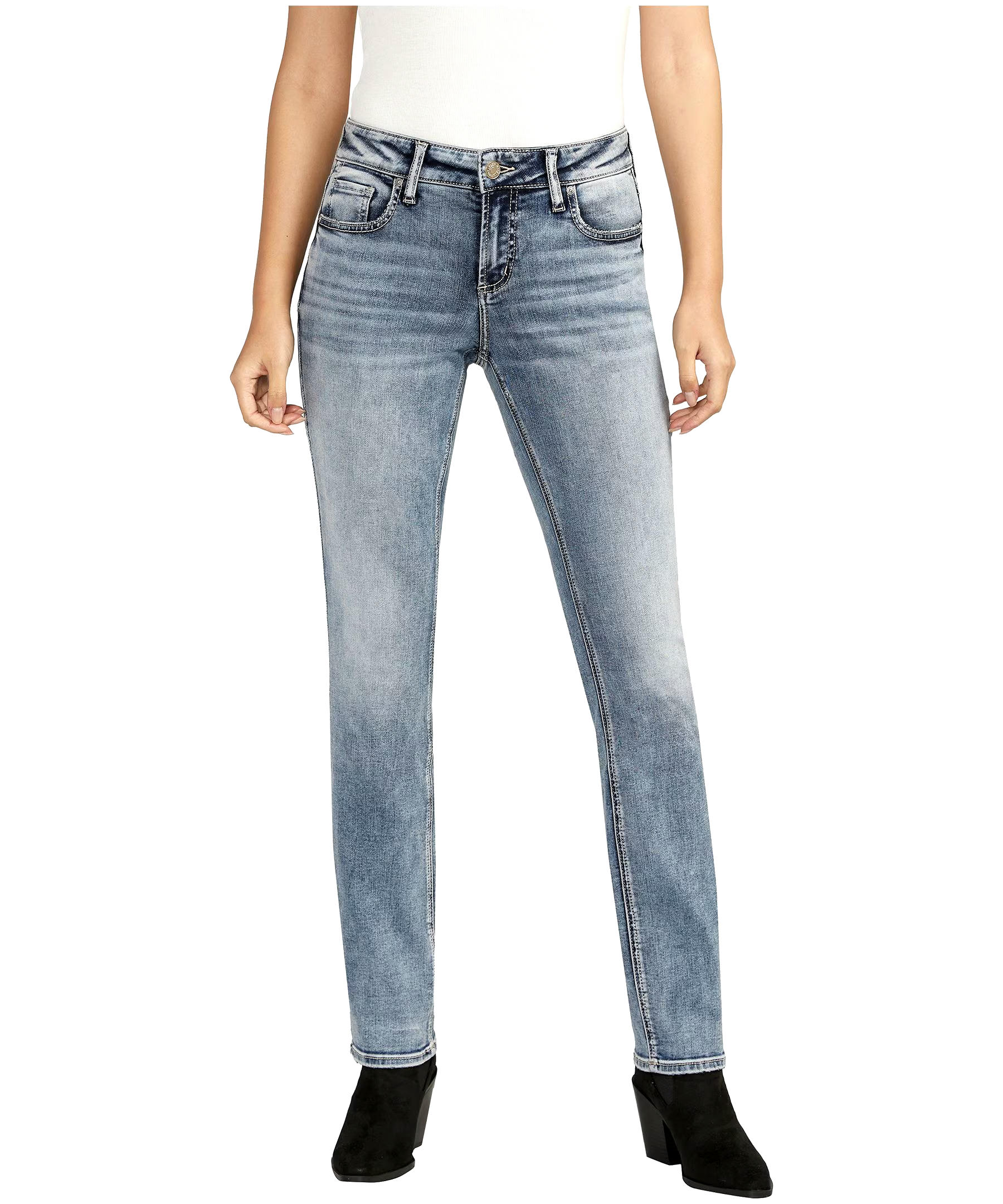 Silver Women's Elyse Mid Rise Comfort Fit Straight jeans