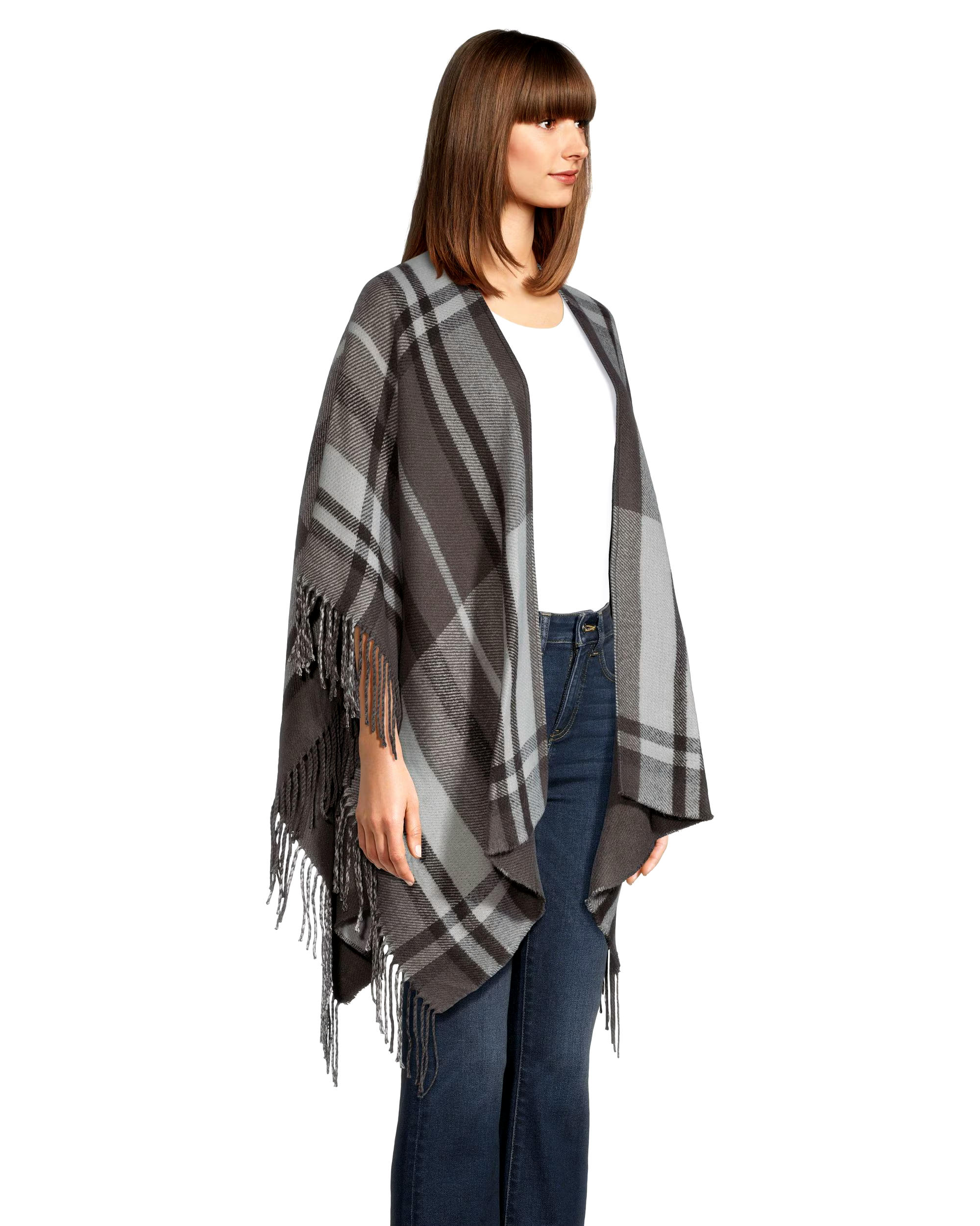 Denver Hayes Women's Plaid Fringe Ruana