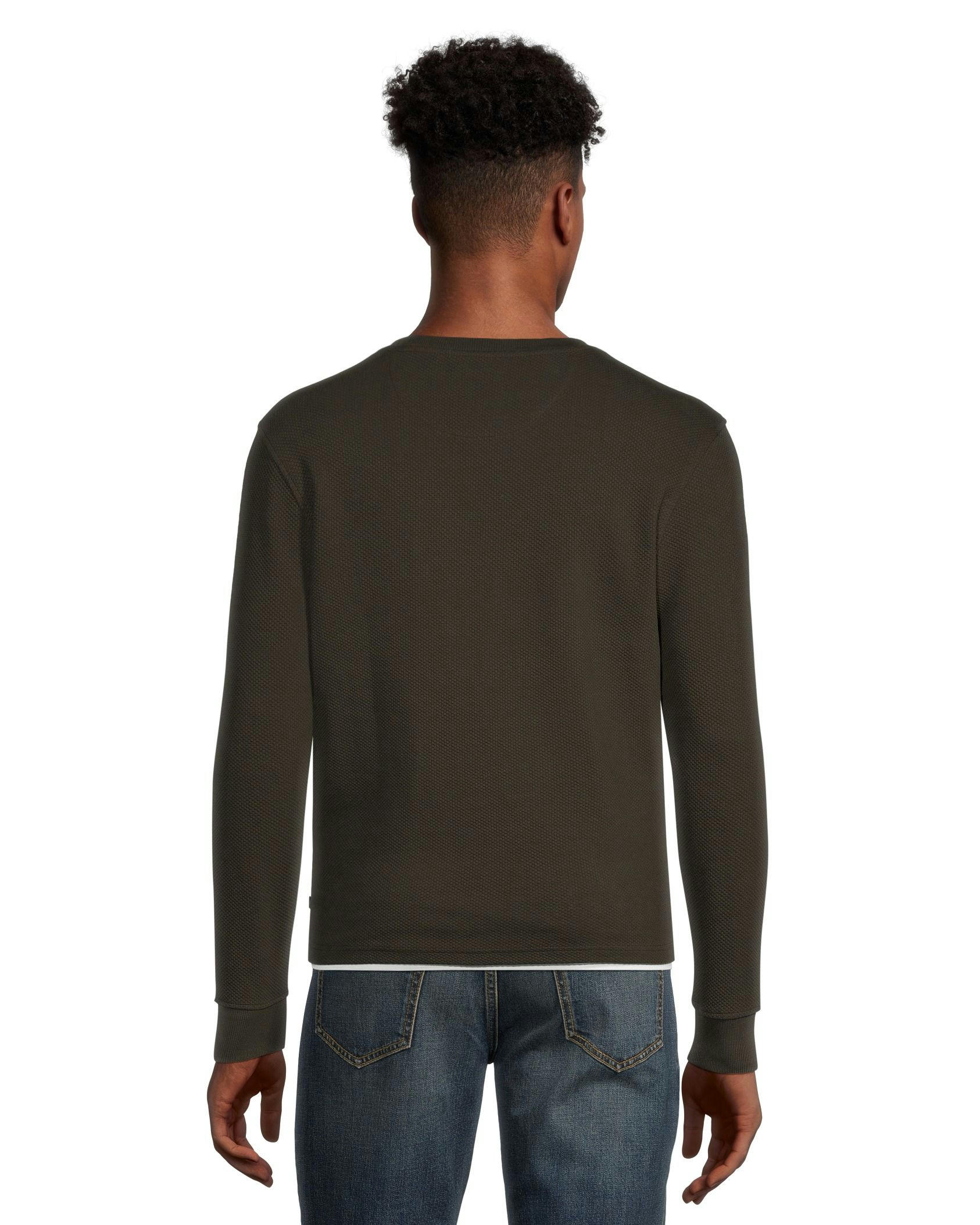 Denver Hayes Men's Long Sleeve Texture Knit Crewneck Shirt