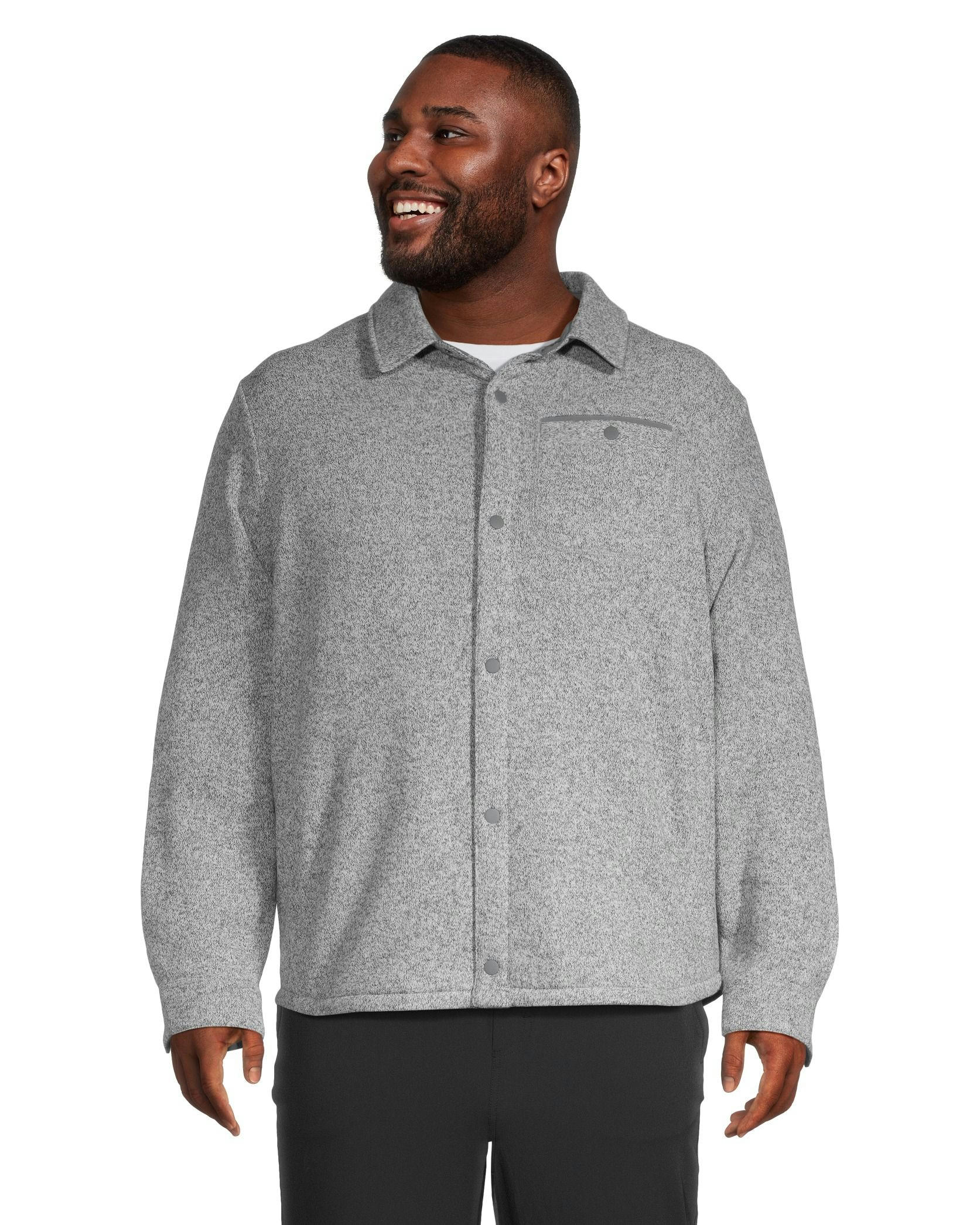 WindRiver Men's Snap Close Sweater-Knit Fleece Jacket