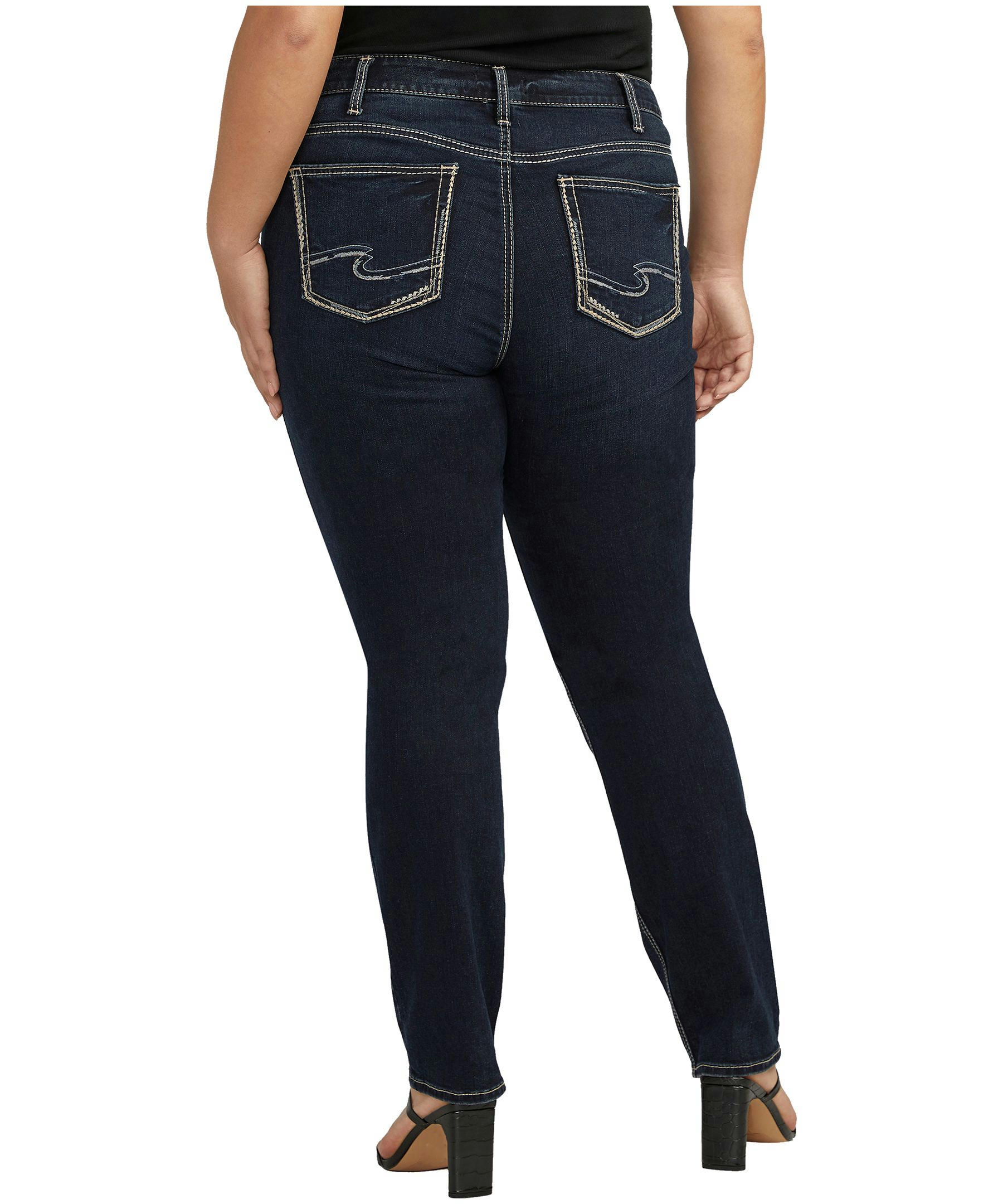 Silver Women's Elyse Mid Rise Straight Leg Jeans - Plus Size