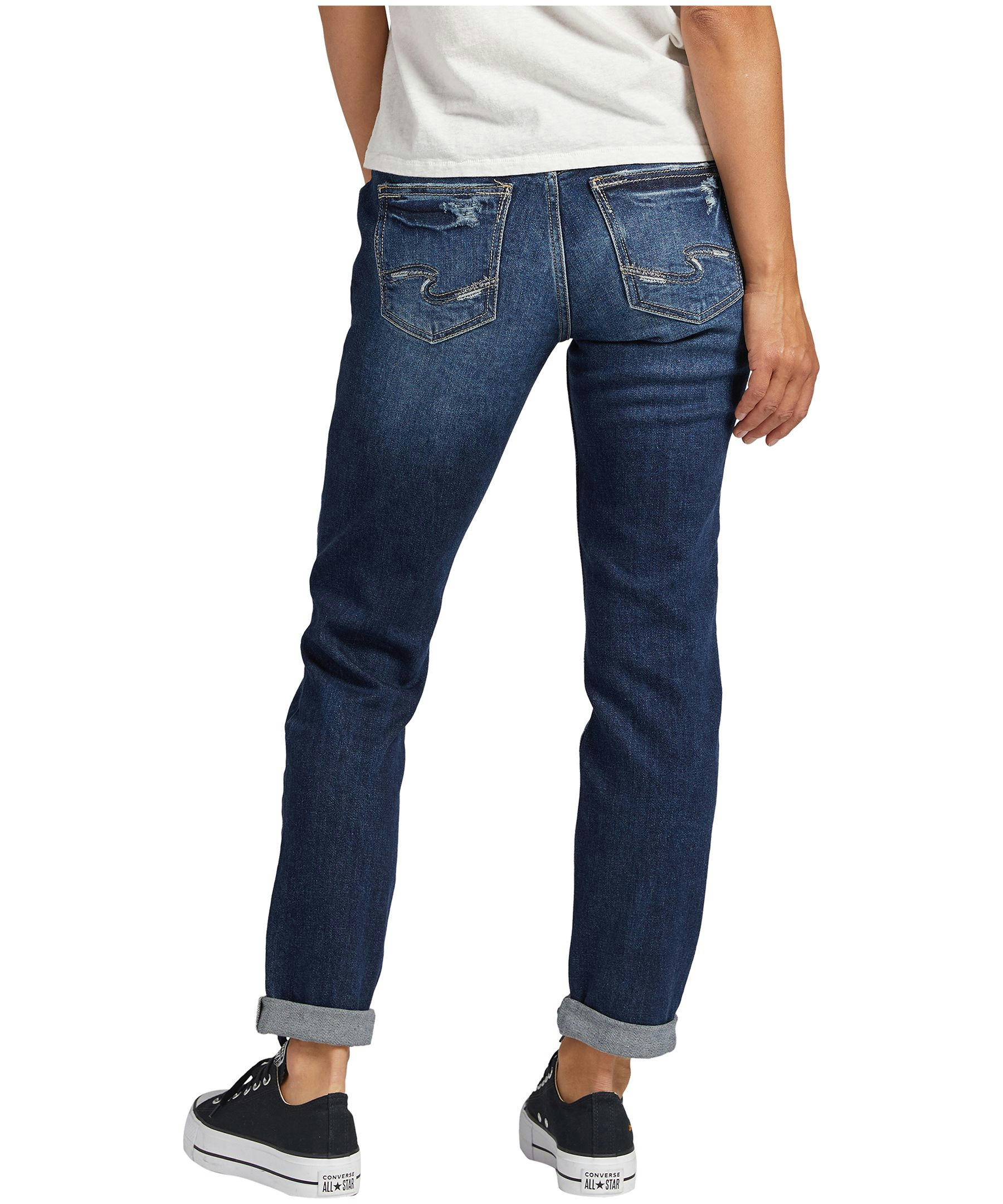 Silver Women's Boyfriend Curvy Fit Mid Rise Jeans