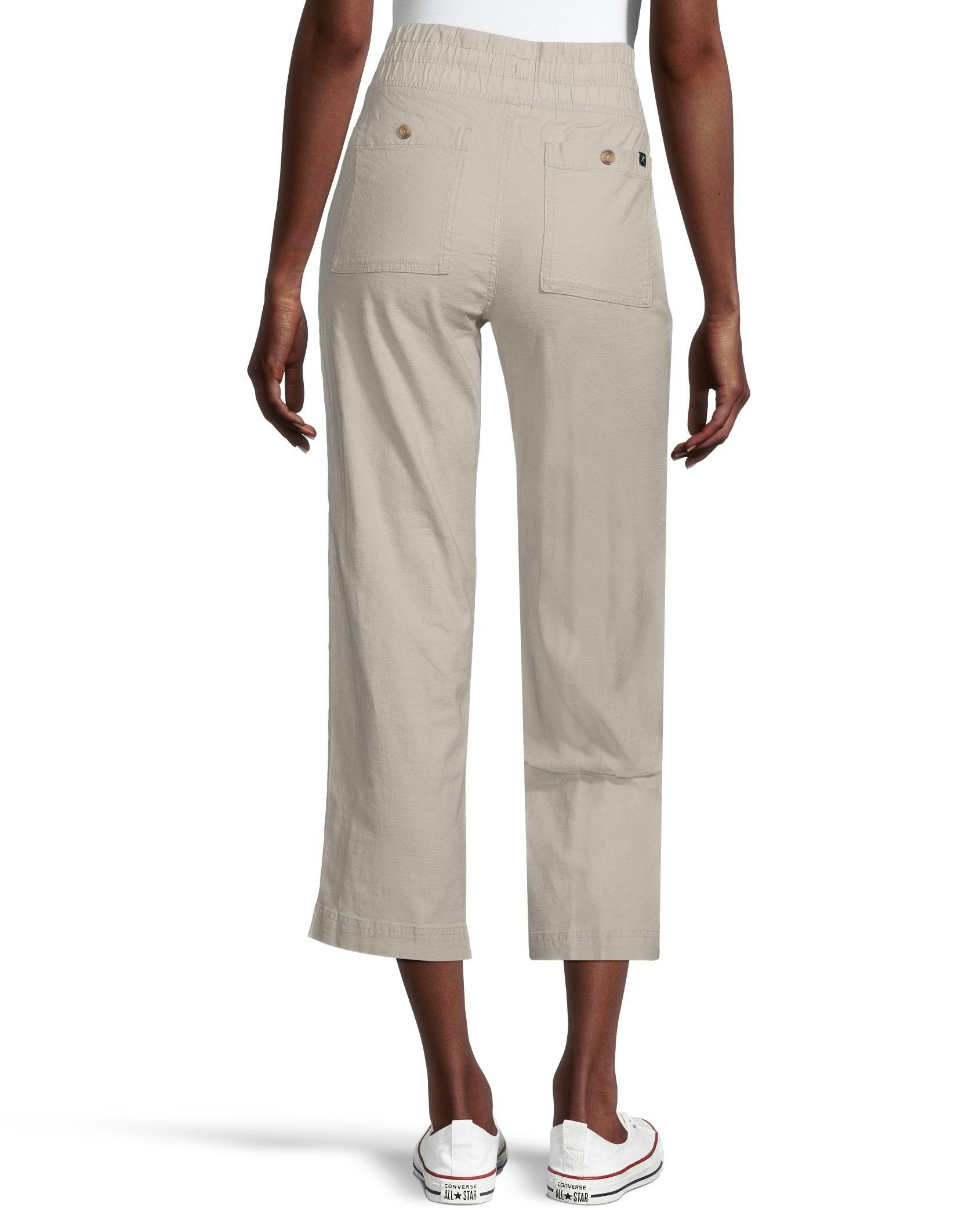 Denver Hayes Women's Linen Blend Straight Leg Crop Pants