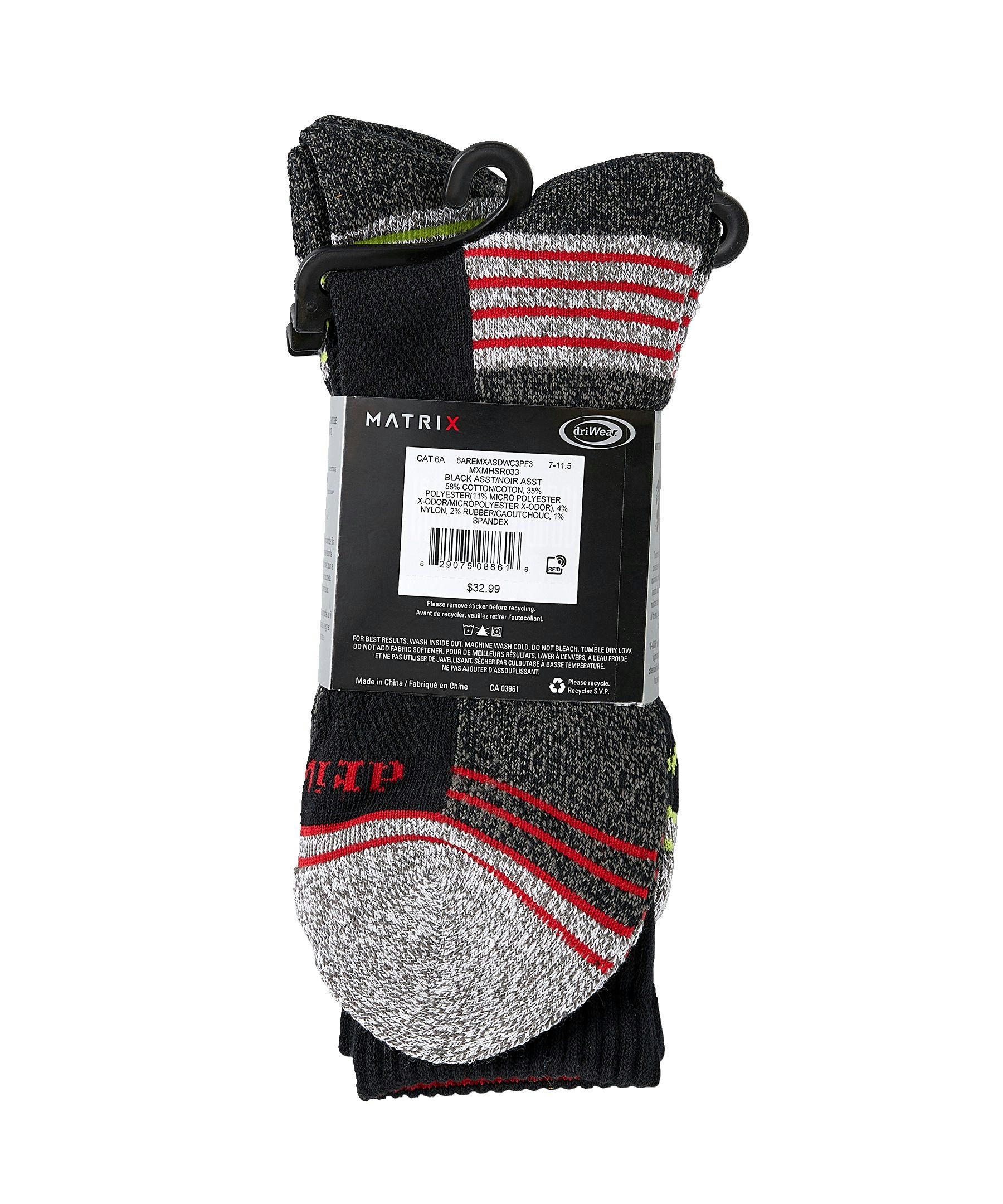 Matrix Men's Driwear 3-Pack Crew Sport Socks