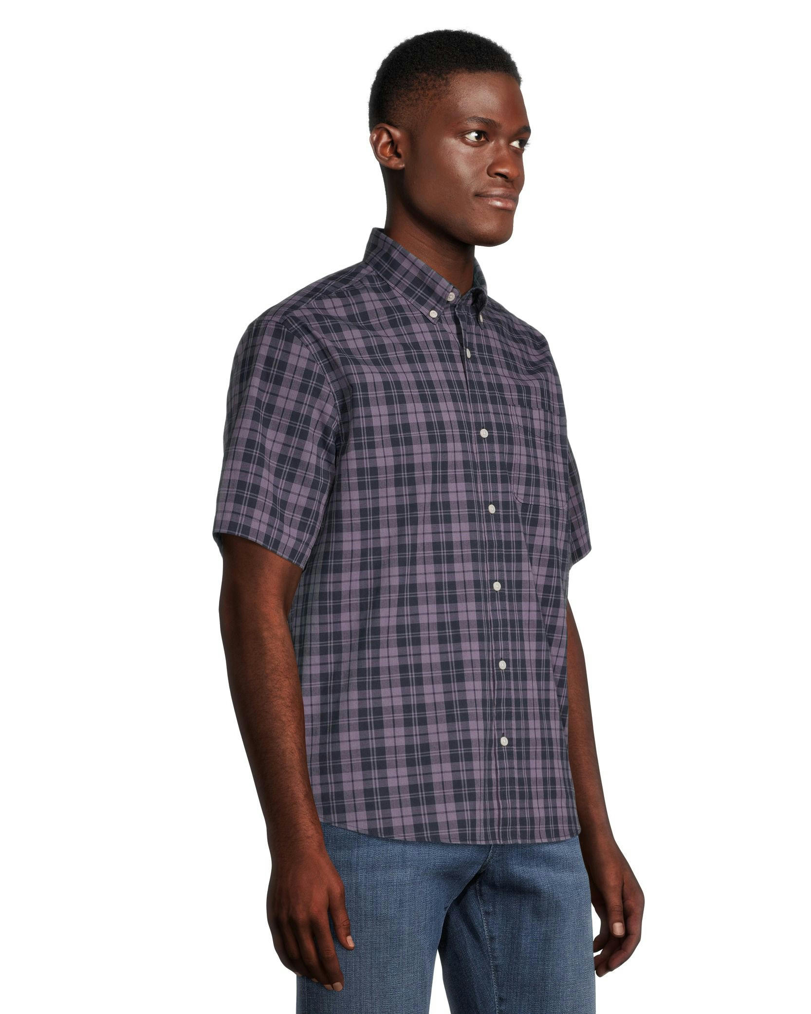 Denver Hayes Men's Classic Fit Short Sleeve Plaid Casual Sport Shirt