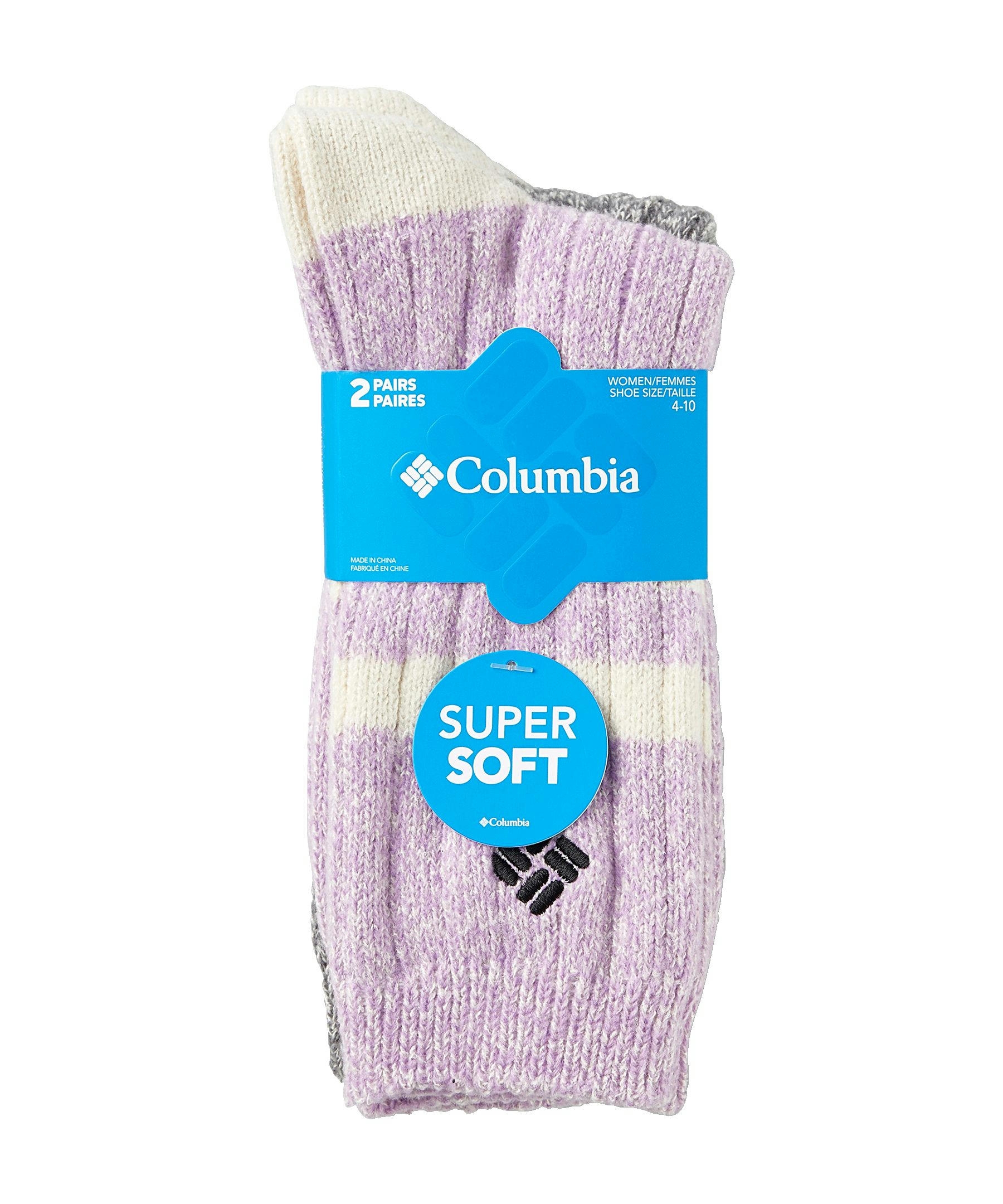 Columbia  Women's 2 Pack Super Soft Classic C Stripe Crew Socks