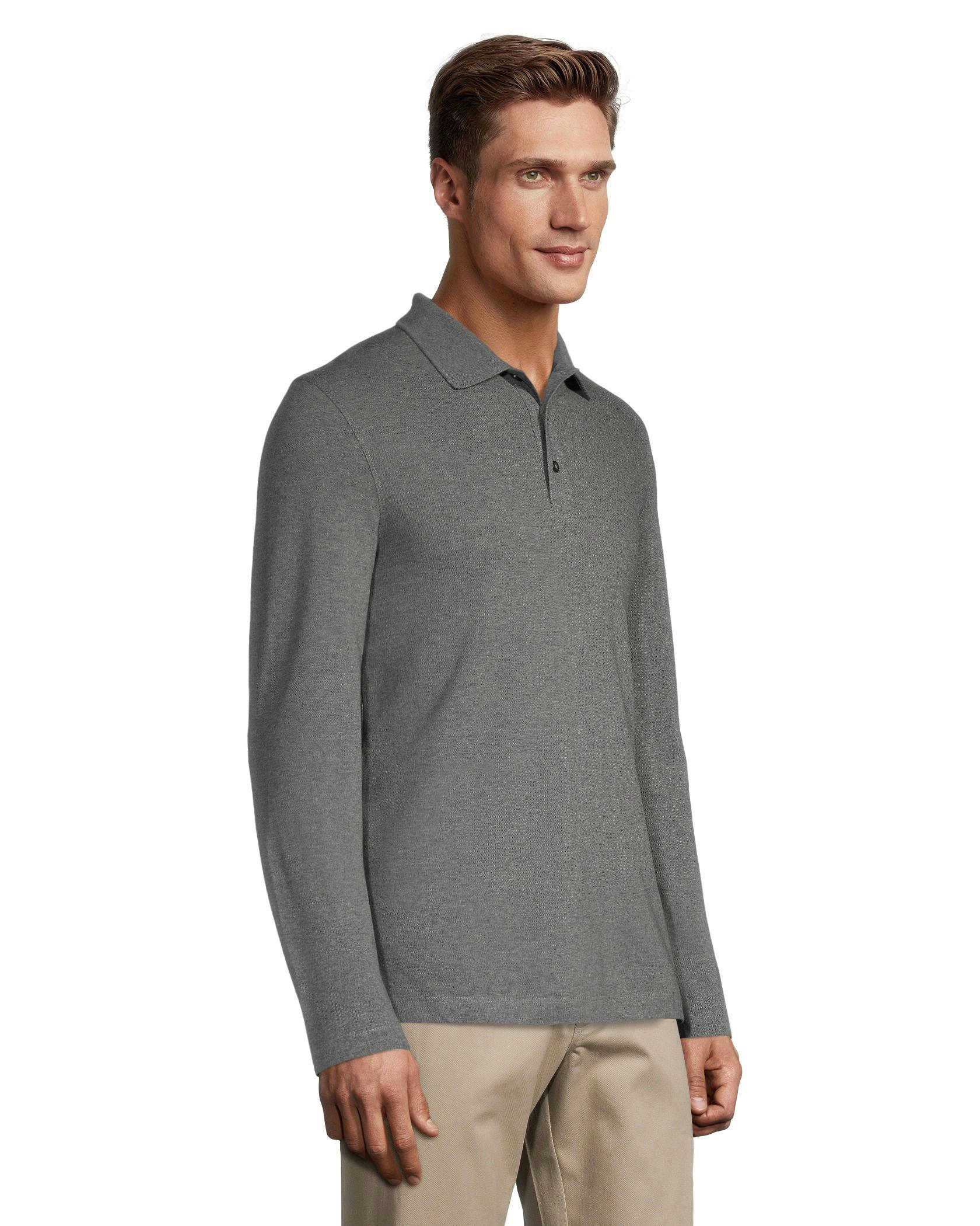 Denver Hayes Men's 50 Wash Long Sleeve Modern Fit Stretch Pique Polo Shirt