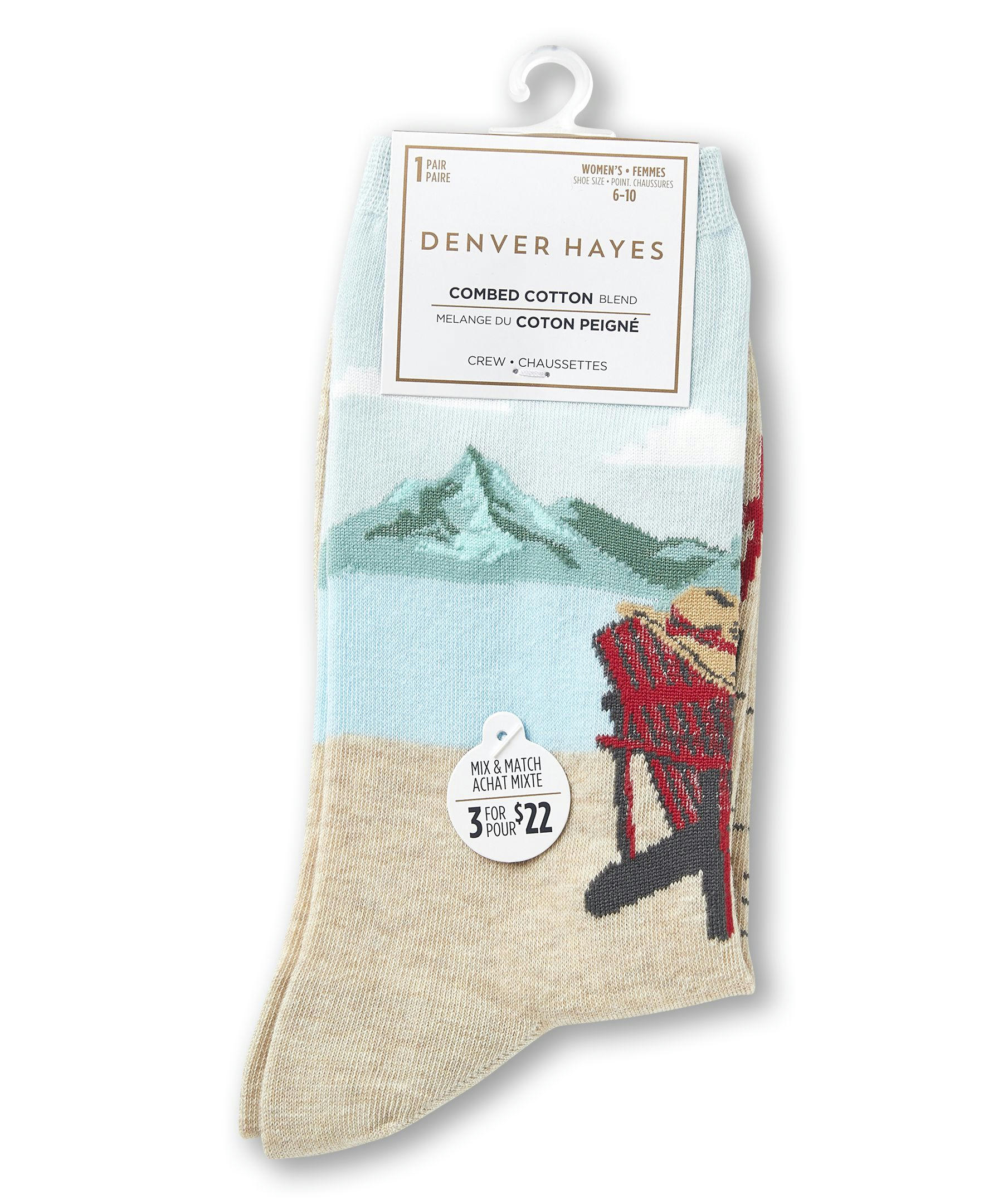 Denver Hayes Women's Patterned Crew Socks
