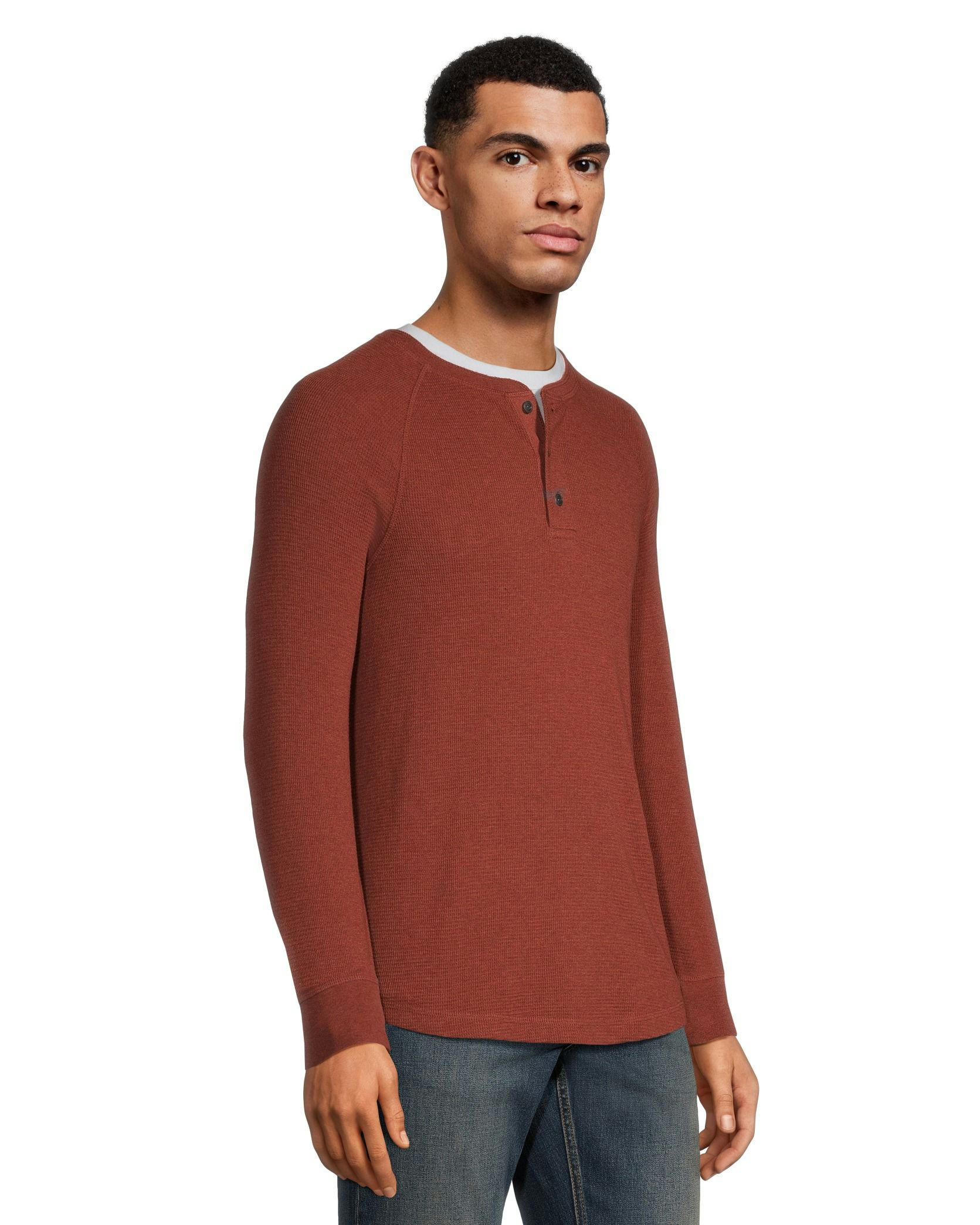 Denver Hayes Men's Long Sleeve Waffle Raglan Henley