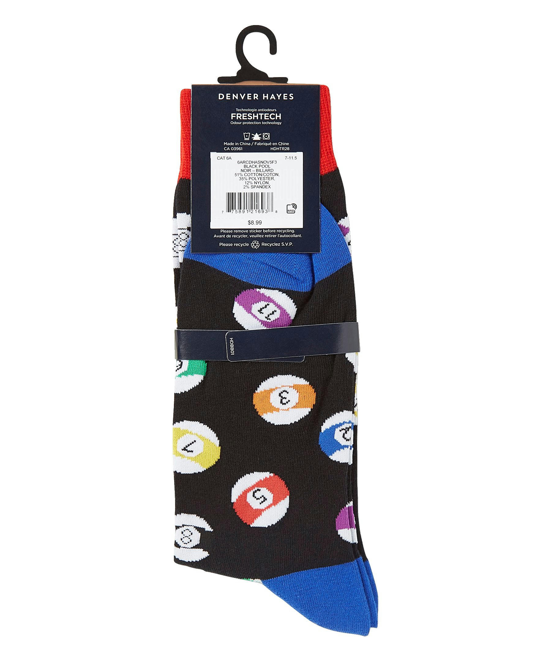 Denver Hayes Men's Novelty Sports Pattern Crew Socks