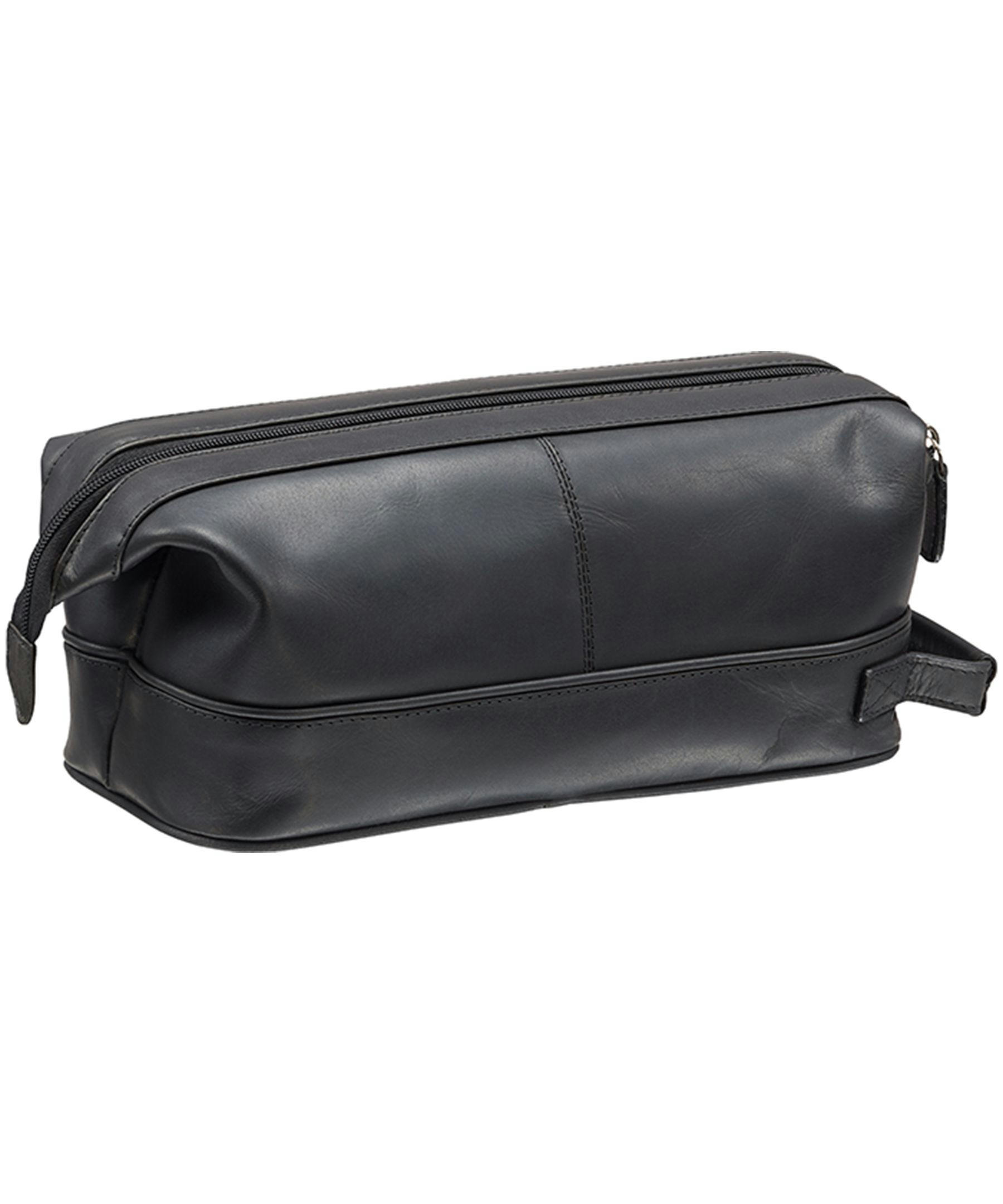 Mancini Leather Goods Men's Buffalo Top Loading Toiletry Kit Black
