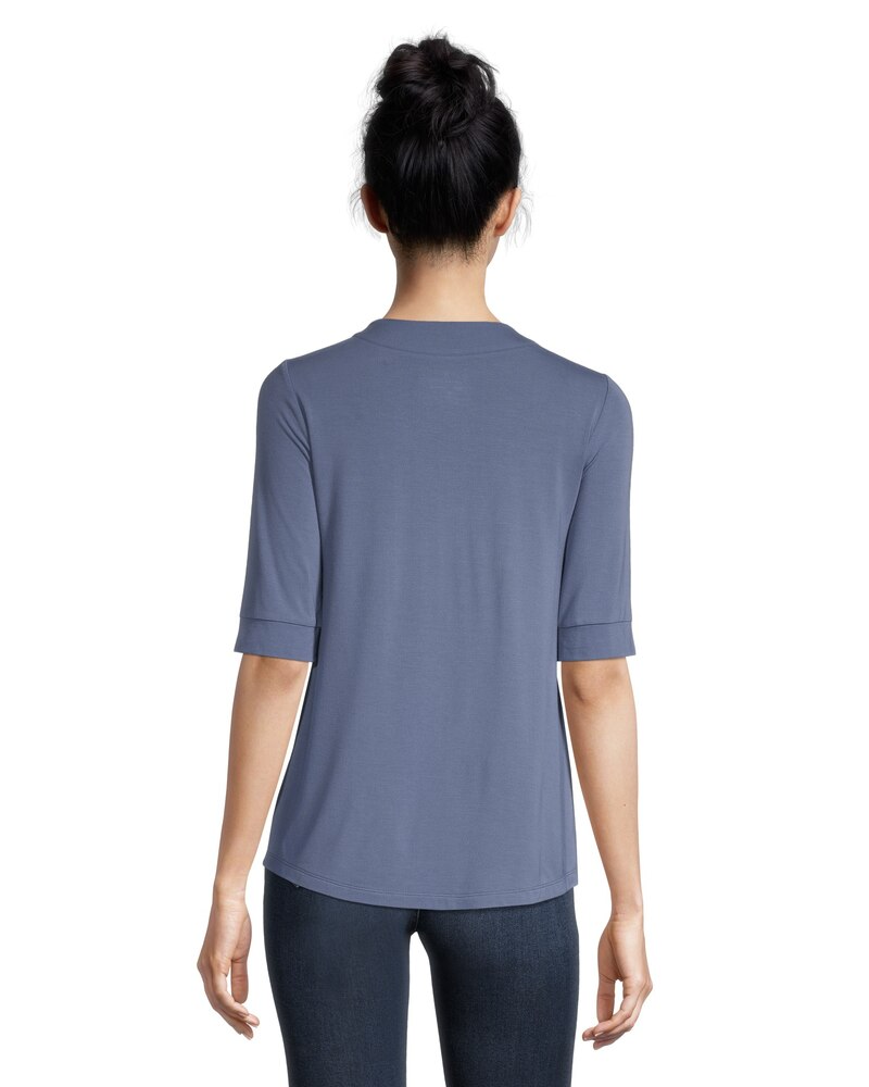 Denver Hayes Women's Pleat Detail Relaxed Fit V-Neck Top