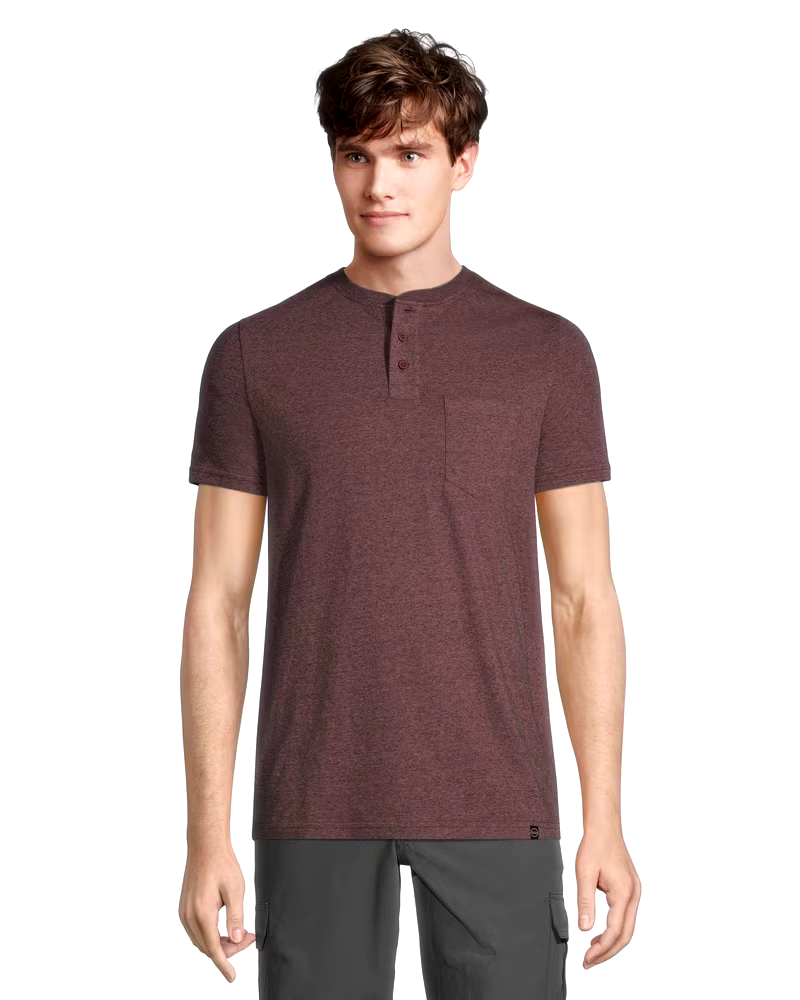 Men's Short Sleeve Modern Fit Snow Yarn Henley Shirt