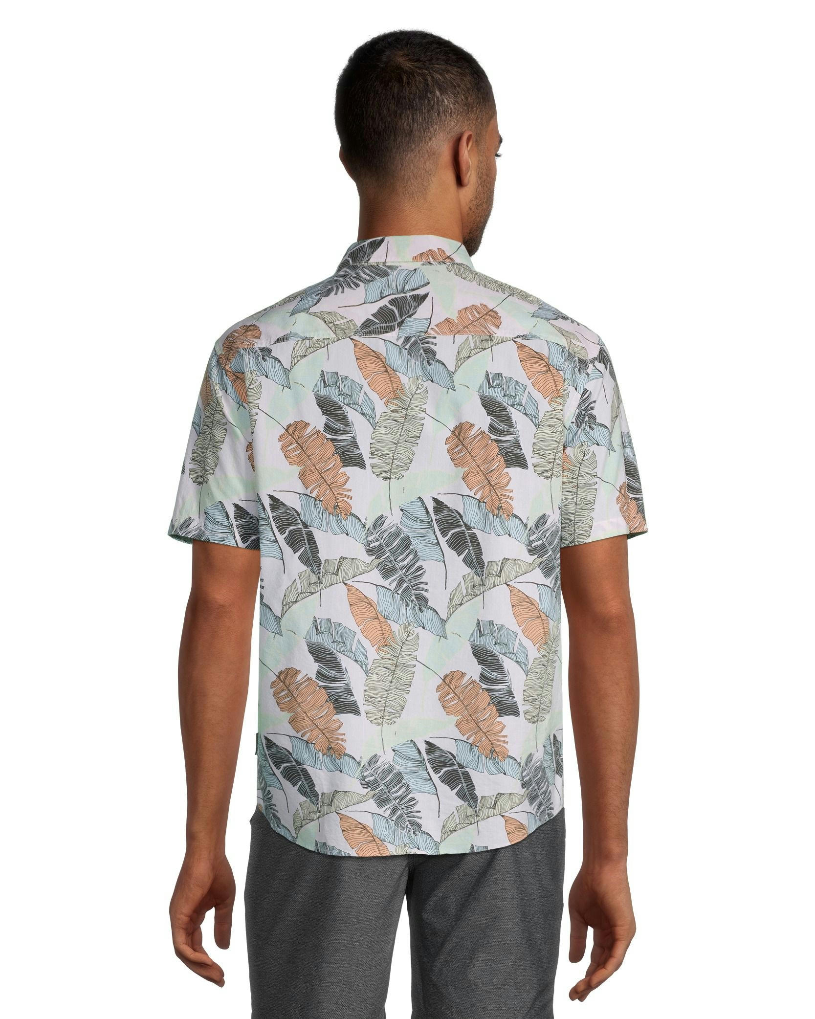 FarWest Men's Modern Fit Short Sleeve Stretch AOP Shirt