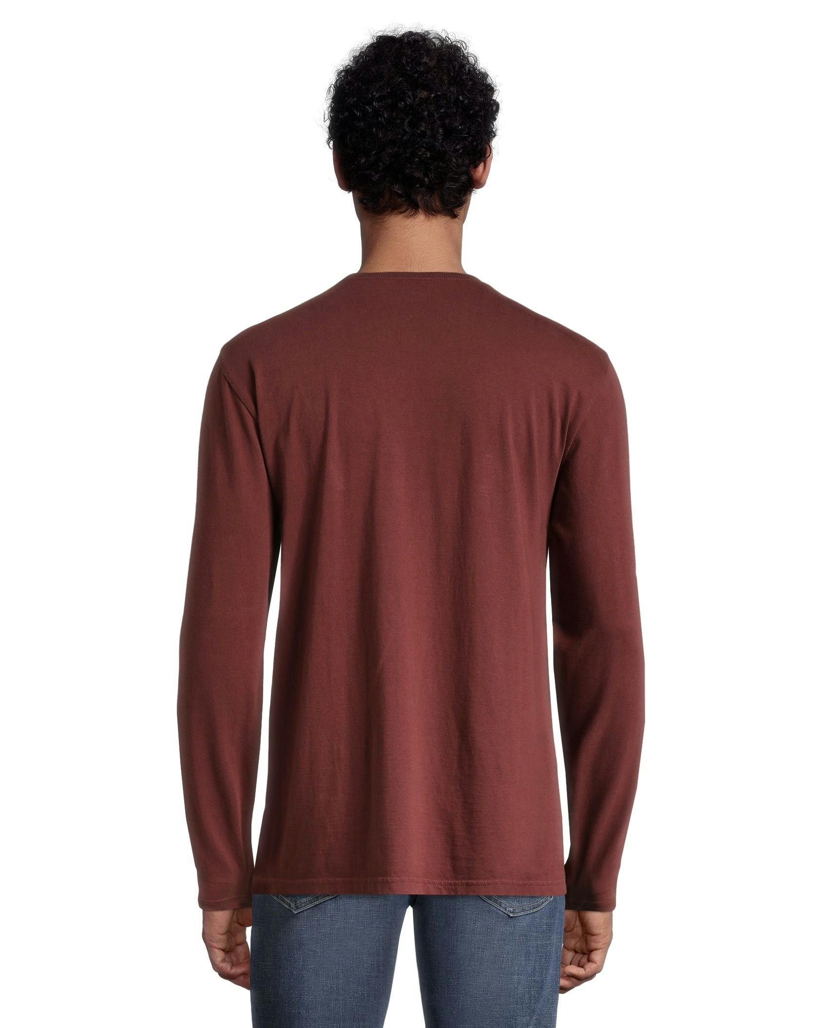 Denver Hayes Men's 50 Wash Long Sleeve Classic Fit Crew Neck T-Shirt