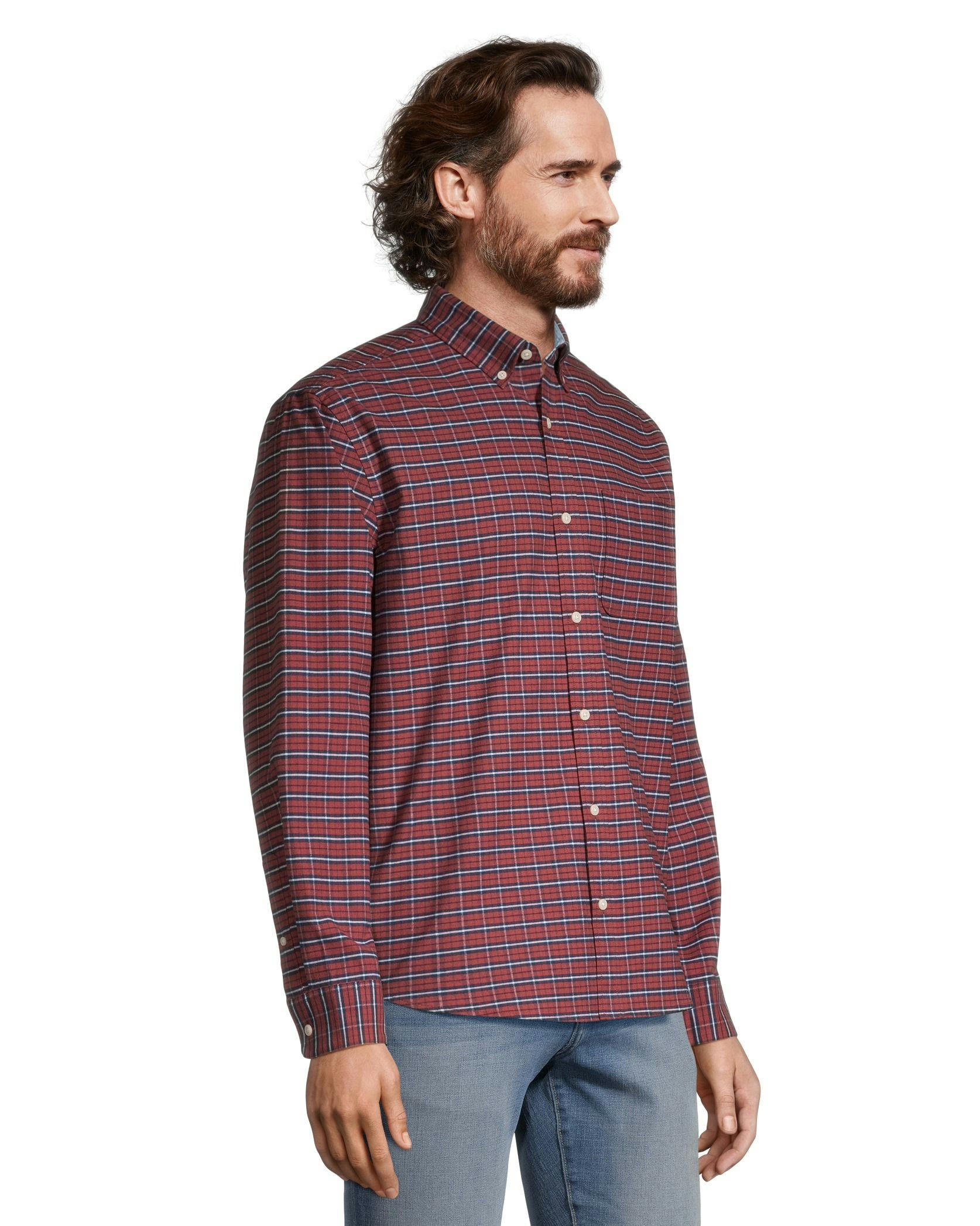 Denver Hayes Men's Oxford Casual Stretch Long Sleeve Classic Fit Shirt