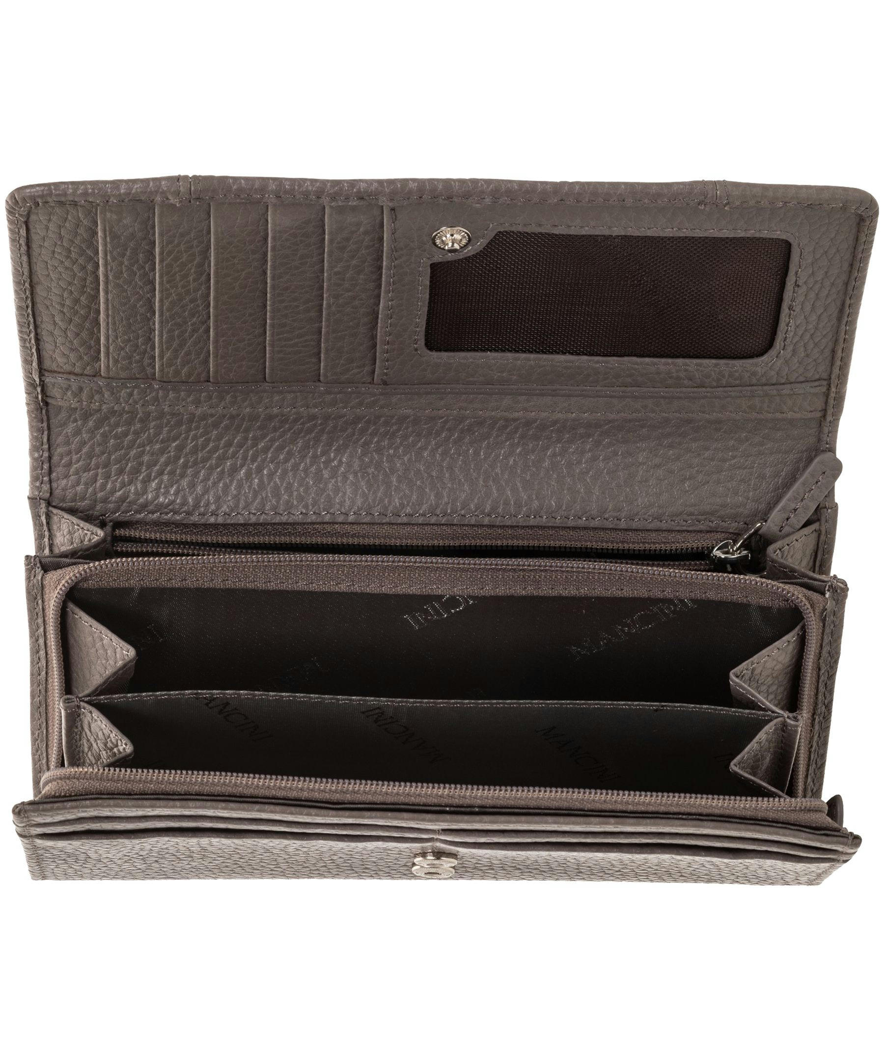 Mancini Leather Goods Women's Pebelled RFID Secure Medium Clutch Wallet