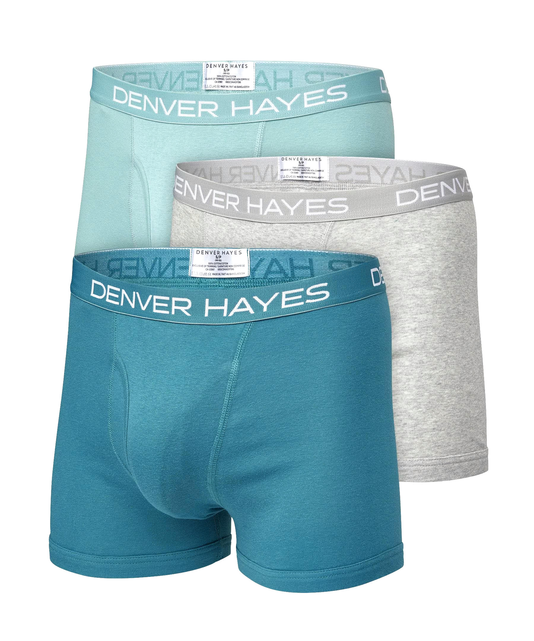 Denver Hayes Men's 3 Pack Solid Boxer Briefs