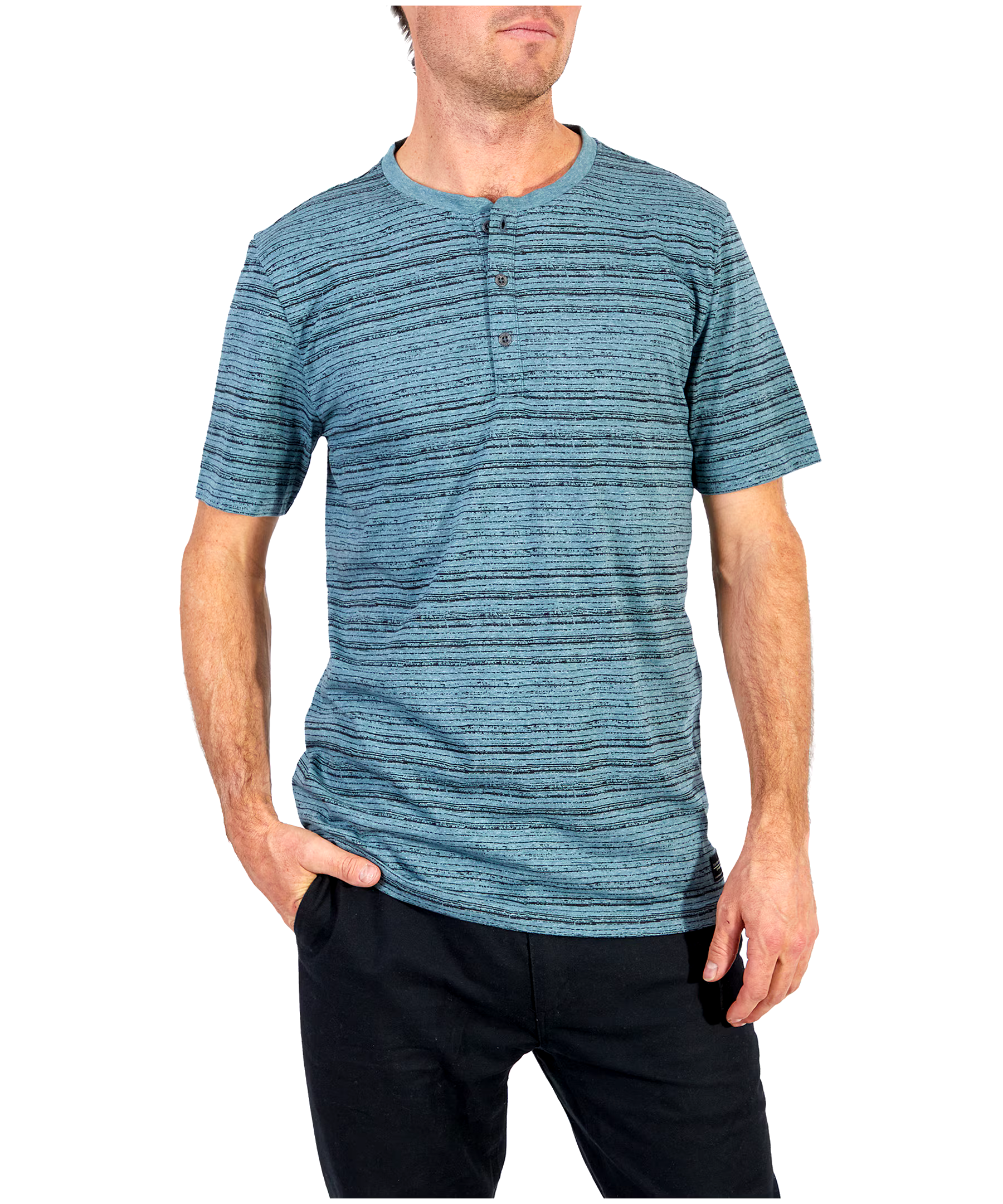 Men's Short Sleeve Striped Henley Shirt