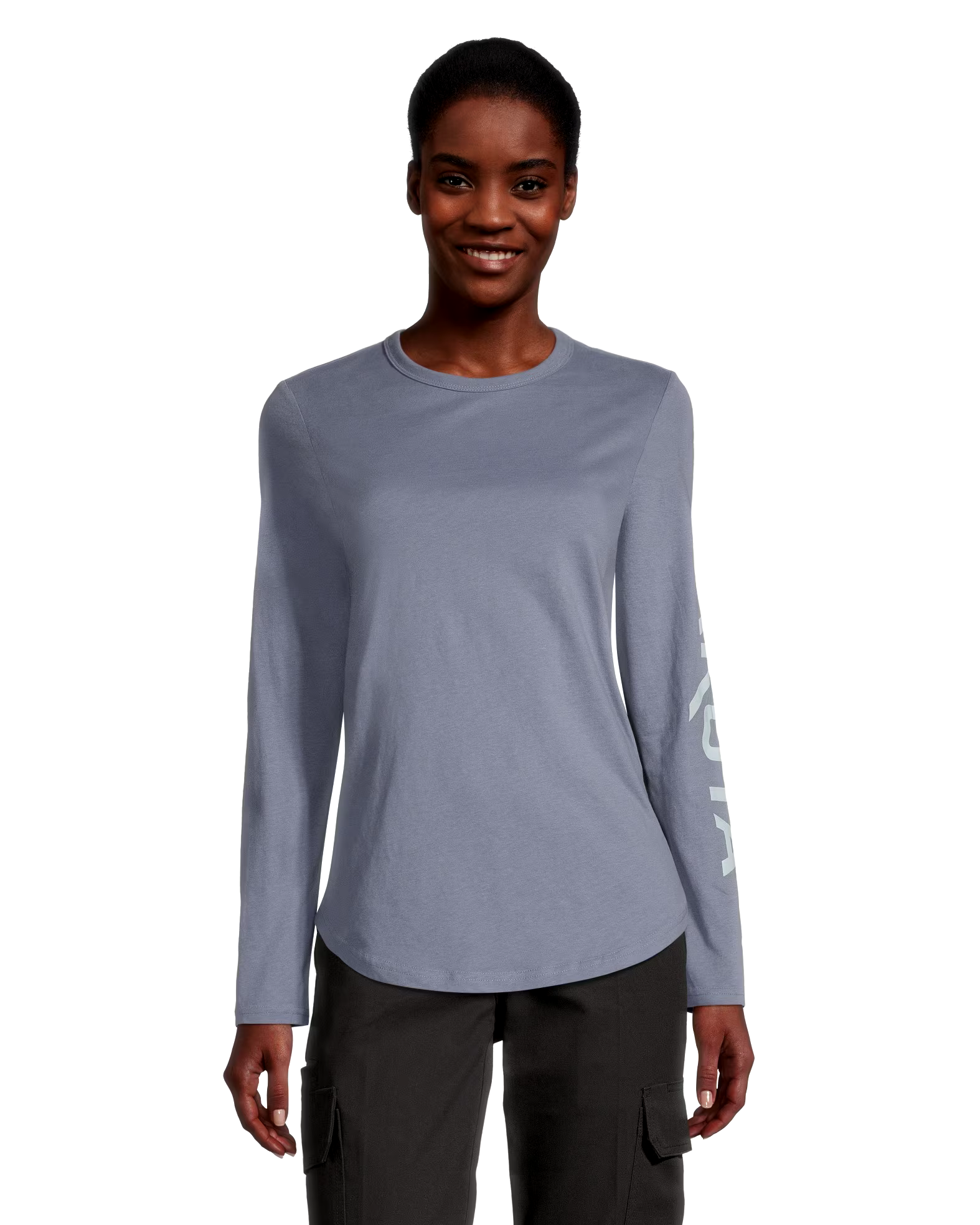 Women's Long Sleeve Logo Crewneck Soft Cotton Work T Shirt