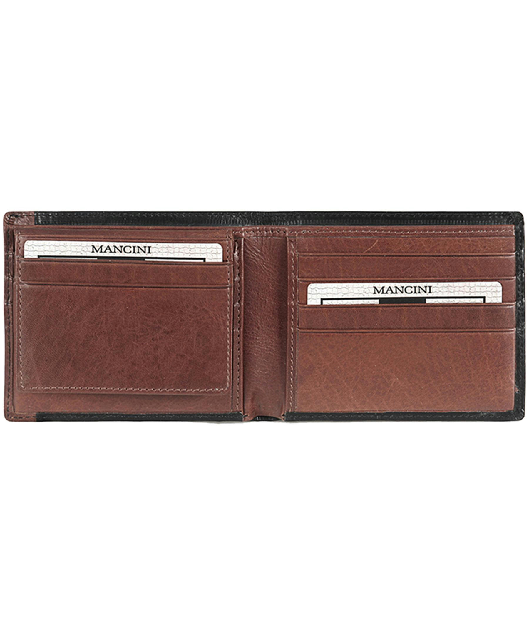 Mancini Leather Goods Men's Casablanca RFID Secure Billfold Wallet Brown