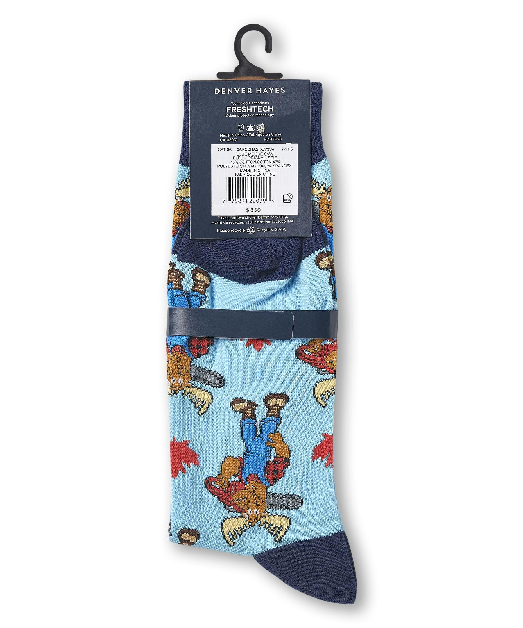 Denver Hayes Men's FRESHTECH® Novelty Canadiana Pattern Casual Crew Socks